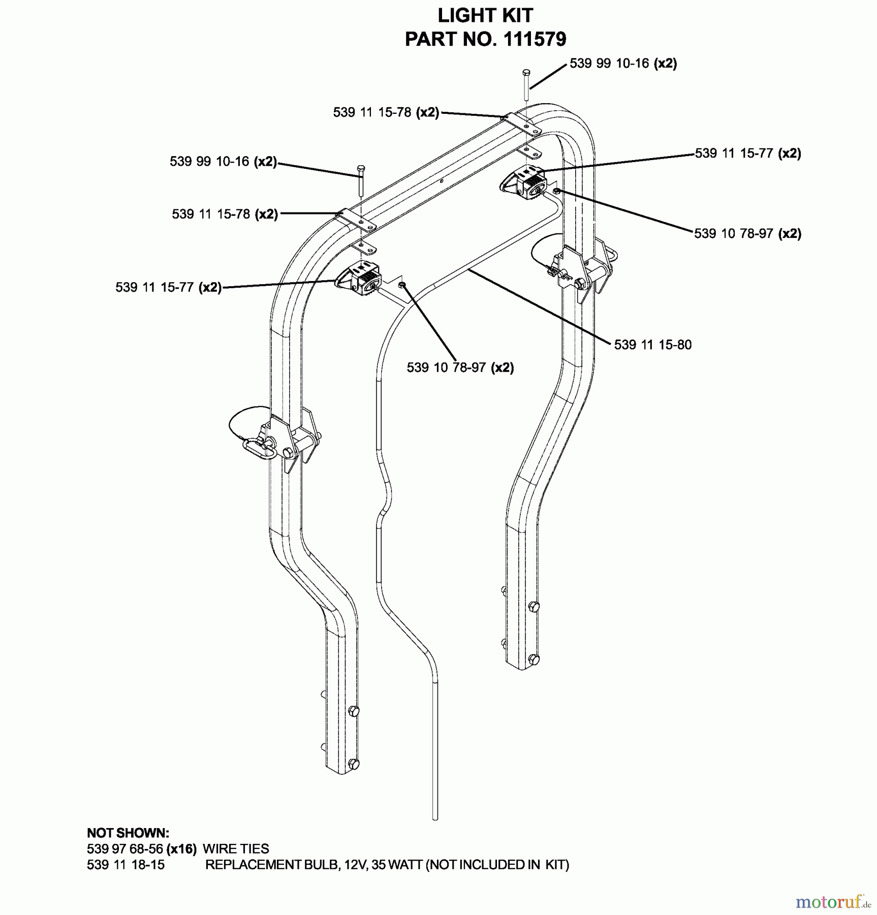 Husqvarna Nullwendekreismäher, Zero-Turn iZ 4217 TSKAA (968999254) - Husqvarna Zero-Turn Mower (2005-12 to 2006-07) Accessories Light Kit