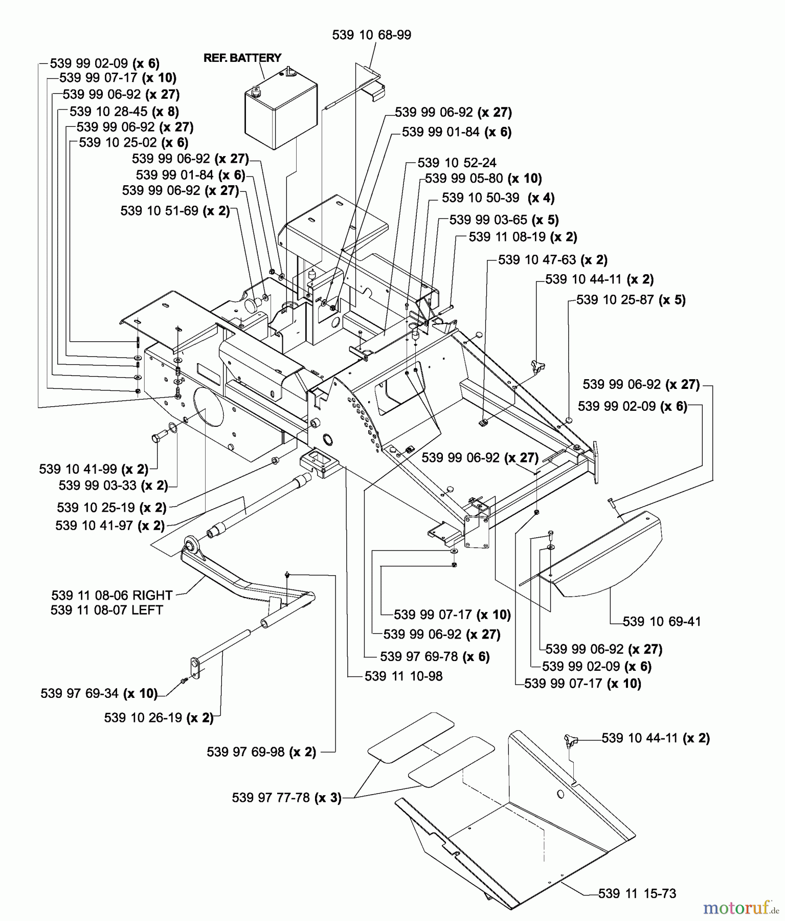 Husqvarna Nullwendekreismäher, Zero-Turn iZ 4217 TSKAA (968999254) - Husqvarna Zero-Turn Mower (2005-12 to 2006-07) Main Frame Assembly (Part 1)