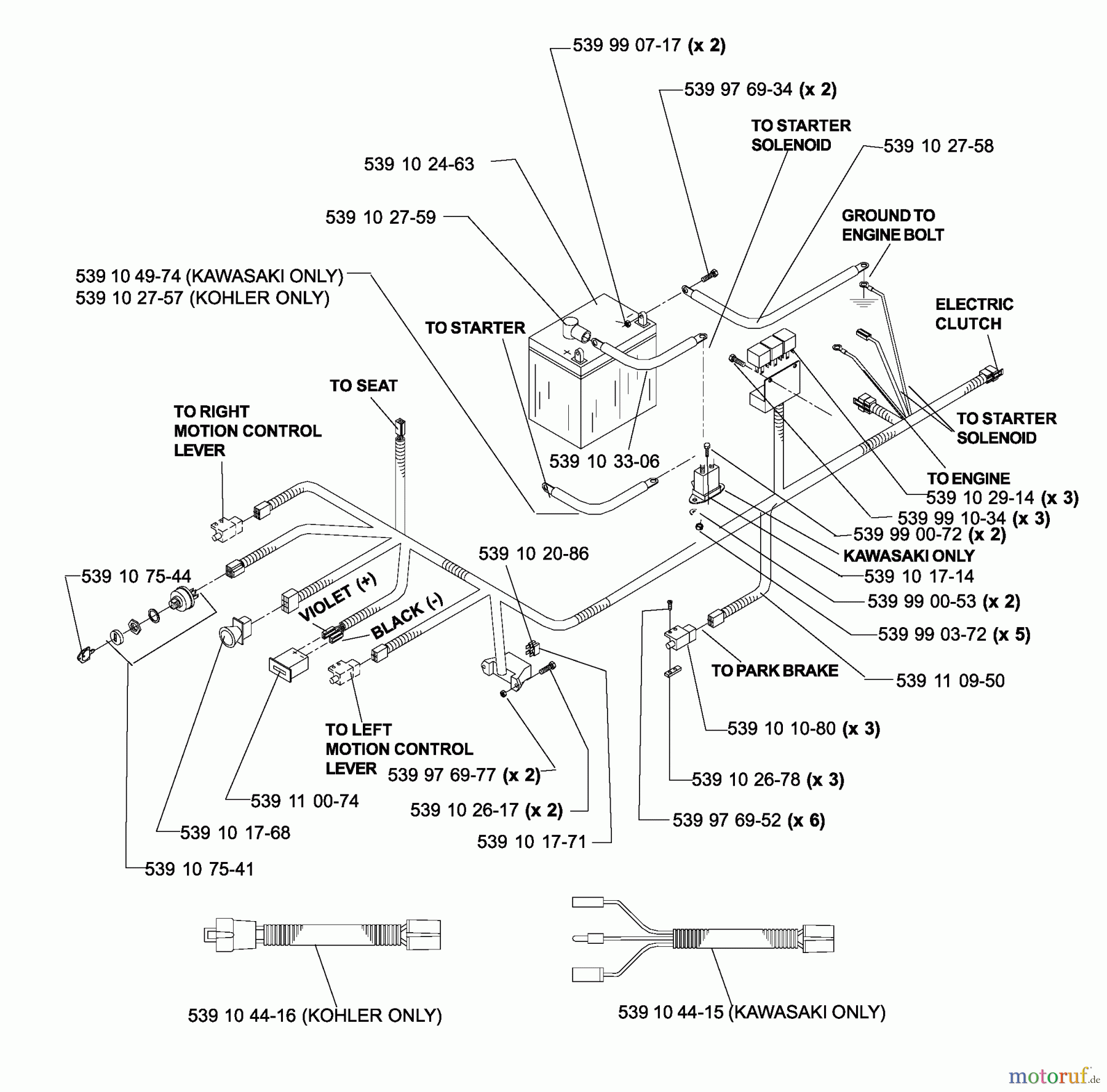 Husqvarna Nullwendekreismäher, Zero-Turn iZ 4217 TSKAA (968999254) - Husqvarna Zero-Turn Mower (2005-12 to 2006-07) Wiring Assembly