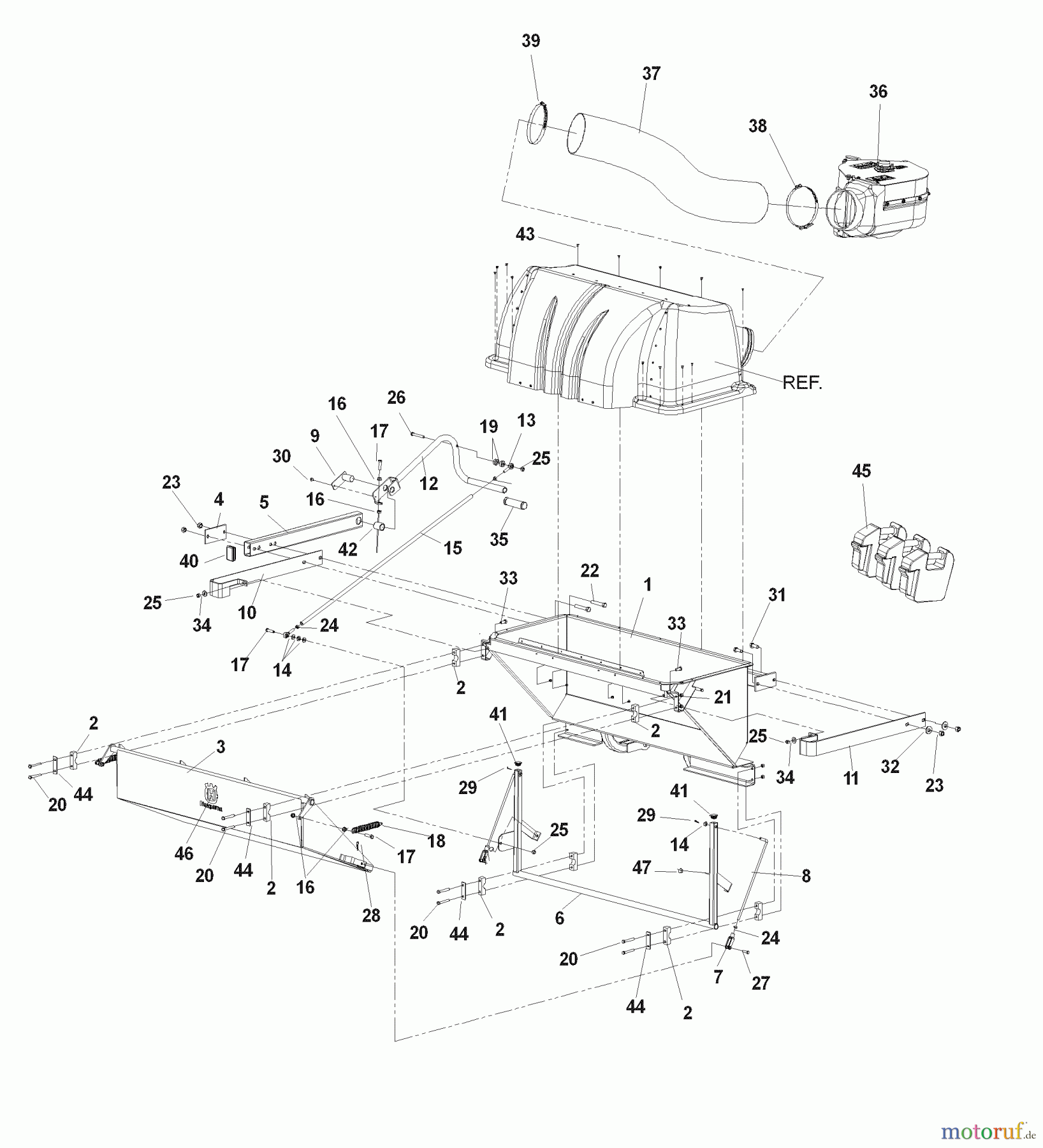 Husqvarna Nullwendekreismäher, Zero-Turn iZ 4217 TSKAA (968999254) - Husqvarna Zero-Turn Mower (2007-04 & After) Accessories DFS - 539 113706 Hopper Assembly