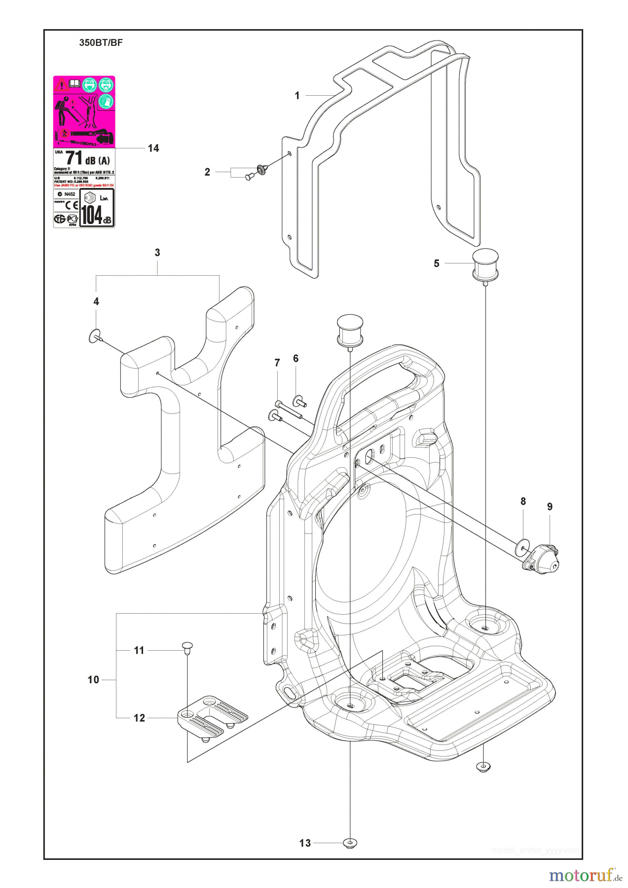 Husqvarna Bläser / Sauger / Häcksler / Mulchgeräte 350 BT - Husqvarna Backpack Blower (2009-03 & After) Frame