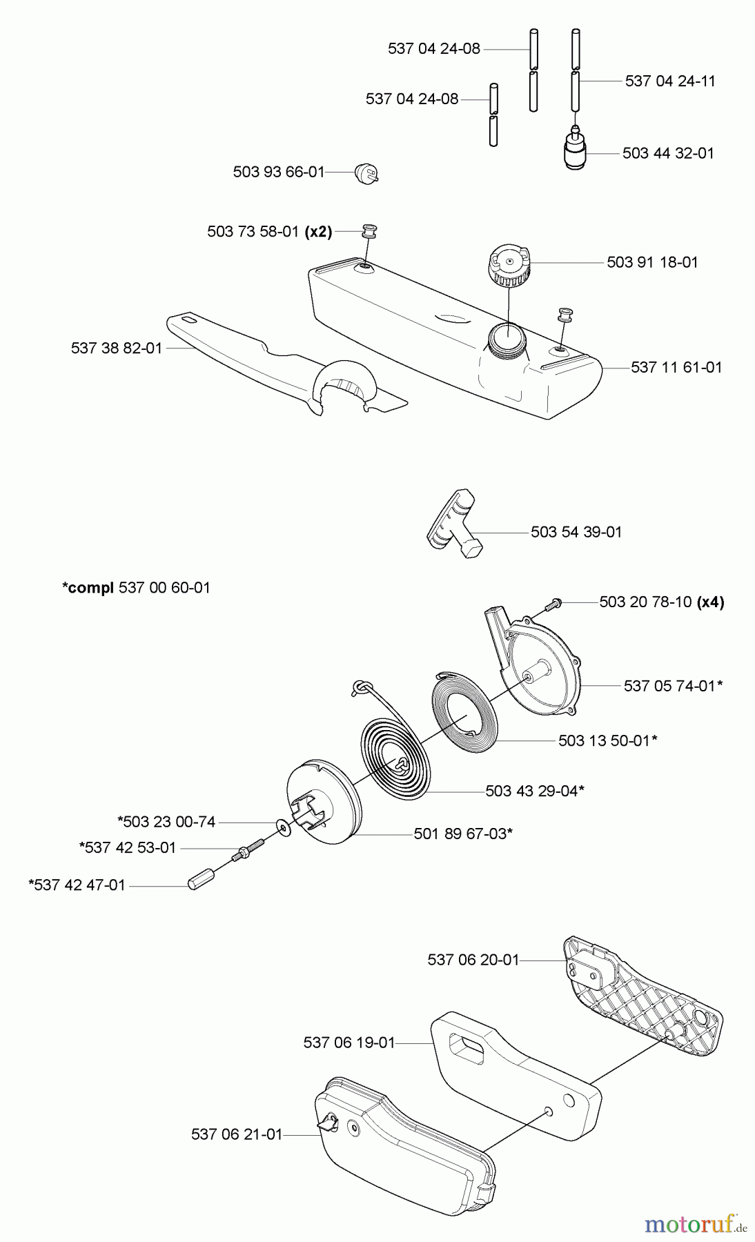 Husqvarna Bläser / Sauger / Häcksler / Mulchgeräte 356 BT - Husqvarna Backpack Blower (2004-10 & After) Fuel Tank, Starter & Air Filter