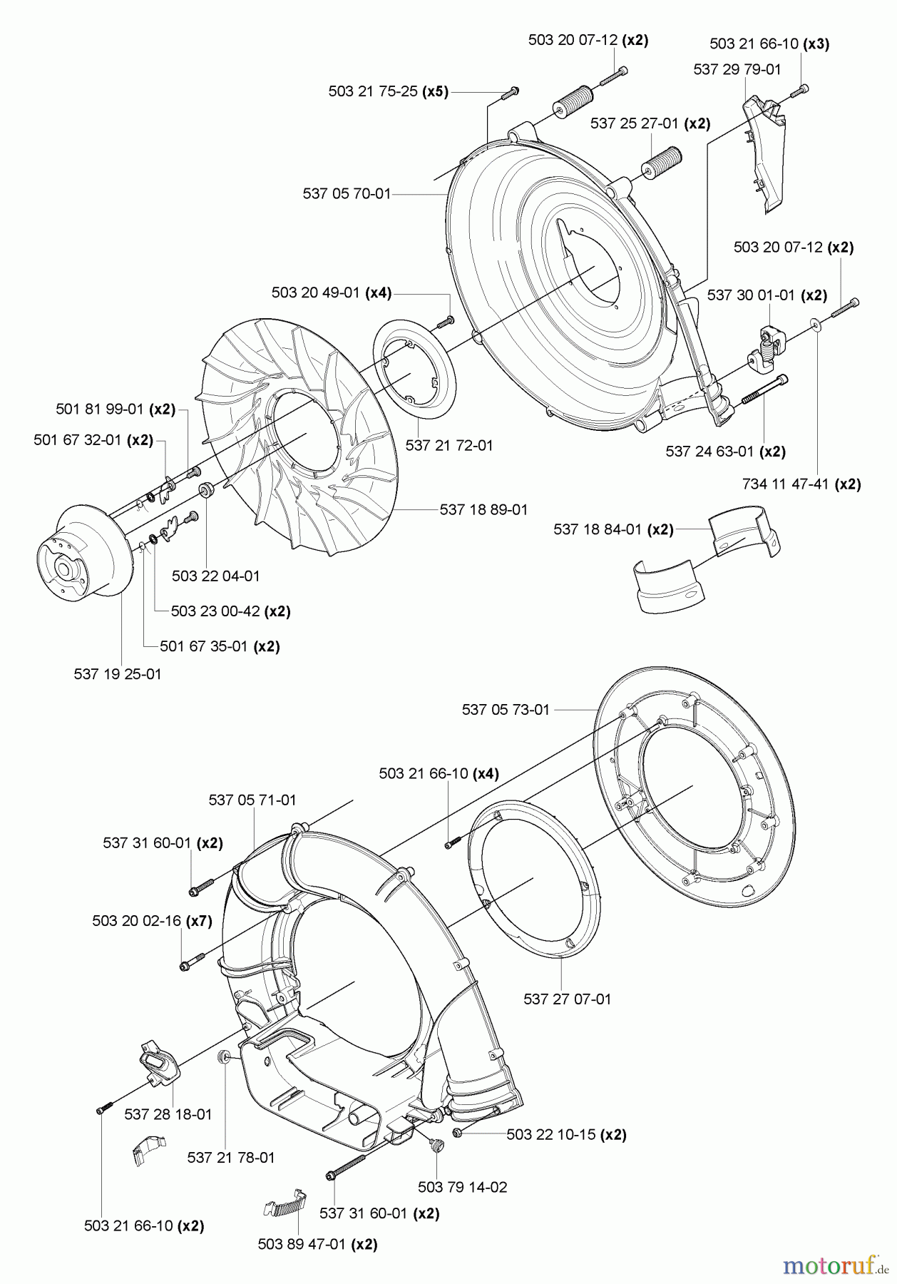 Husqvarna Bläser / Sauger / Häcksler / Mulchgeräte 356 BT - Husqvarna Backpack Blower (2004-10 & After) Inner Housing/Fan