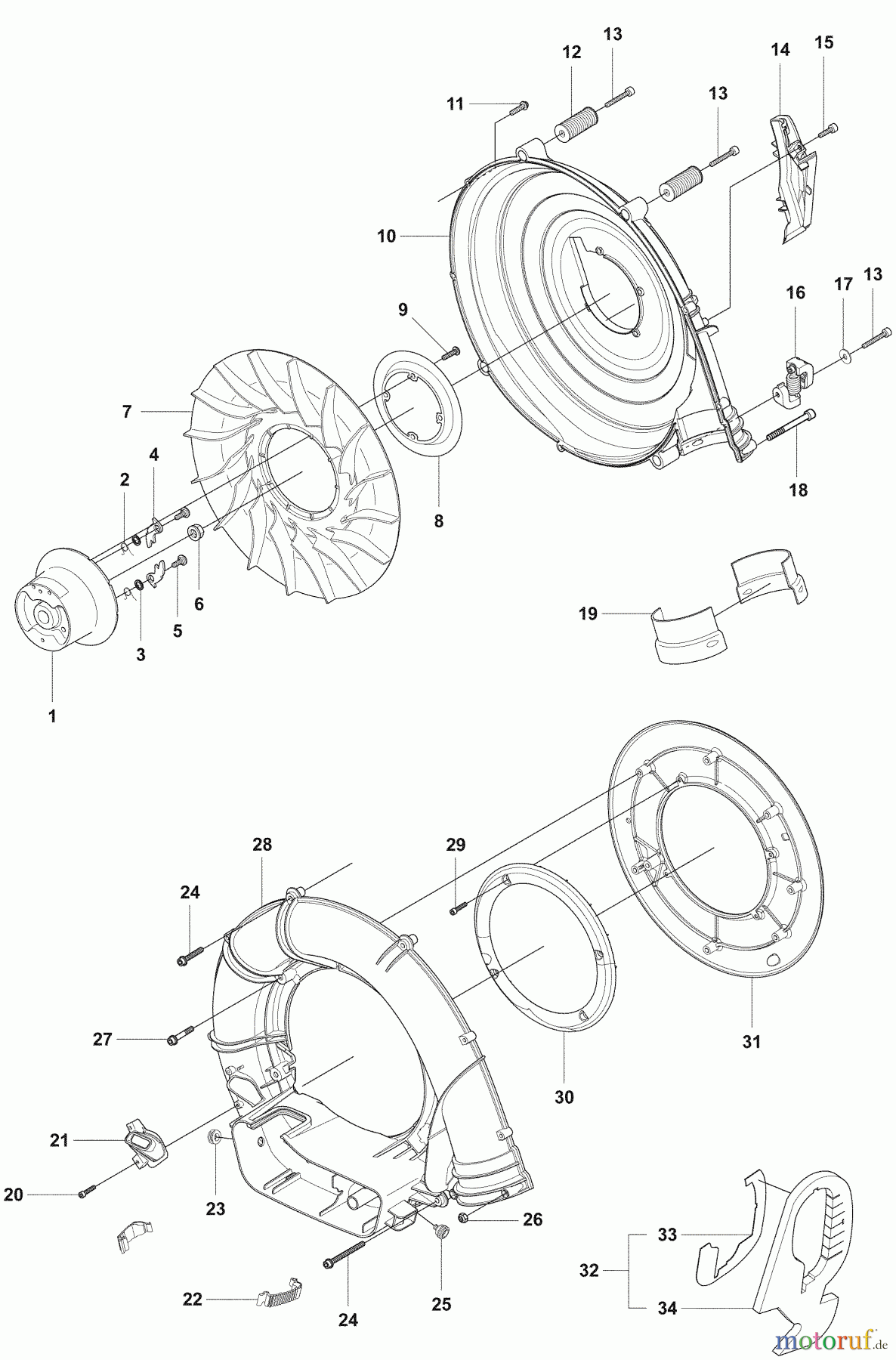 Husqvarna Bläser / Sauger / Häcksler / Mulchgeräte 356 BF X-Series - Husqvarna Backpack Blower (2009-07 & After) Inner Housing, Impeller and Flywheel