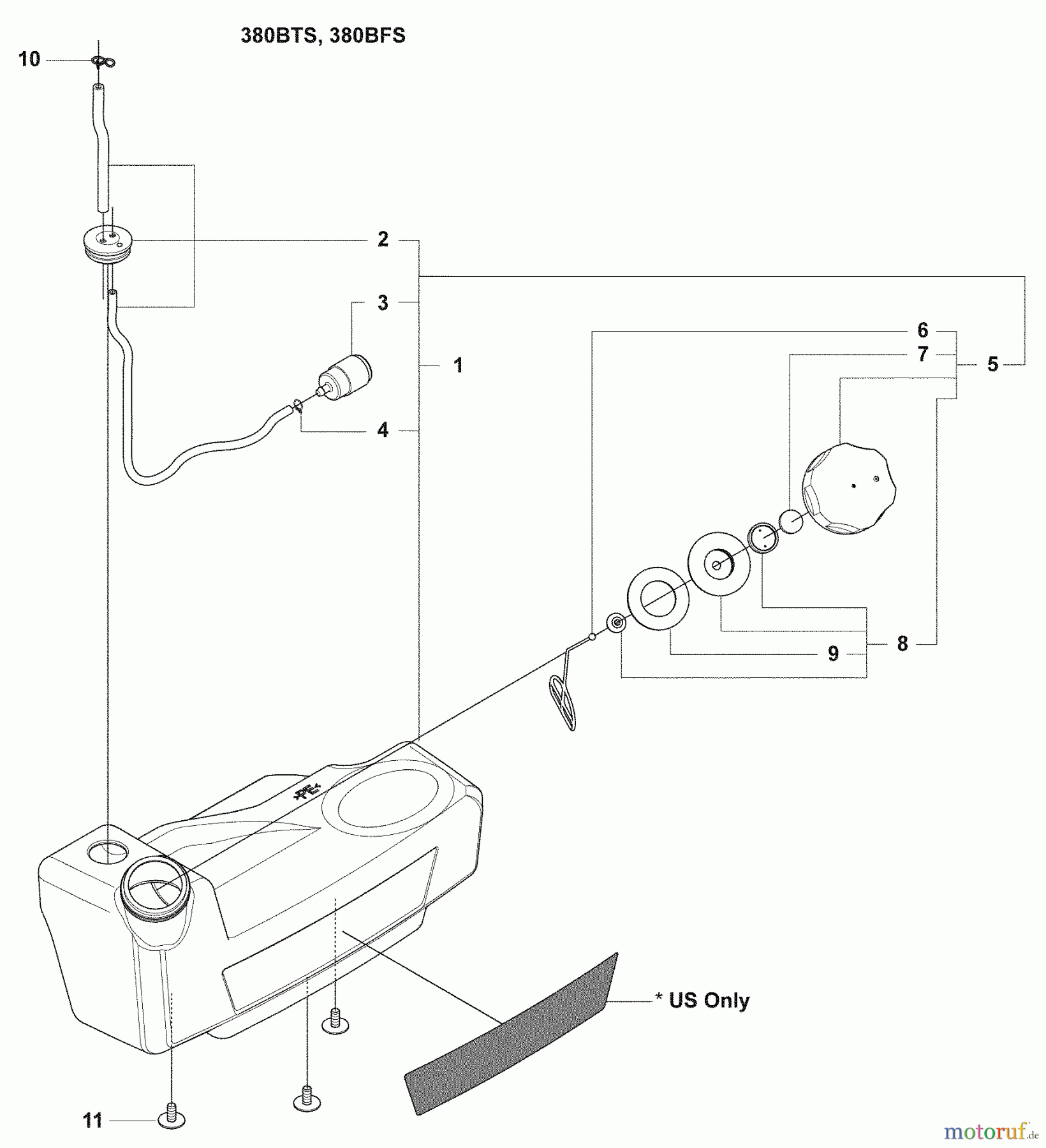 Husqvarna Bläser / Sauger / Häcksler / Mulchgeräte 380 BFS - Husqvarna Backpack Blower (2009-03 & After) Fuel Tank