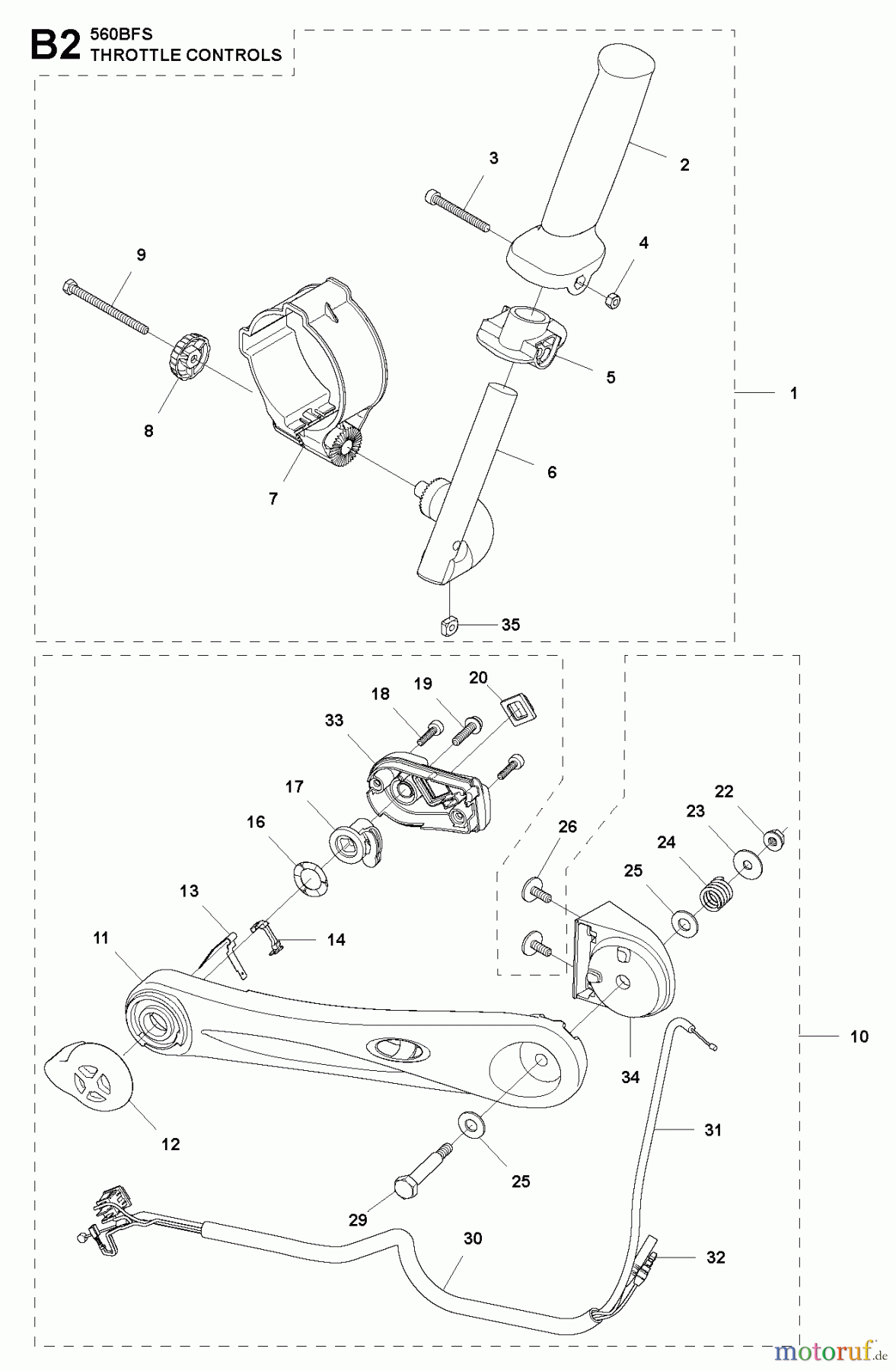 Husqvarna Bläser / Sauger / Häcksler / Mulchgeräte 560 BFS - Husqvarna Backpack Blower (2011-10 & After) THROTTLE CONTROLS