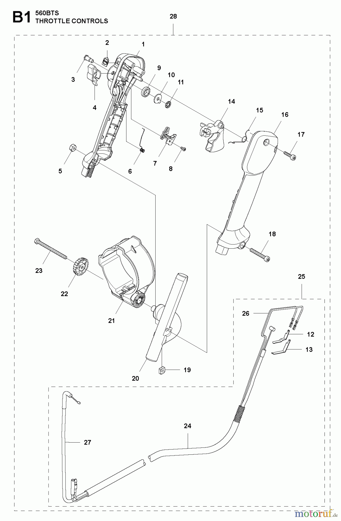 Husqvarna Bläser / Sauger / Häcksler / Mulchgeräte 560 BTS - Husqvarna Backpack Blower (2011-10 & After) THROTTLE CONTROLS