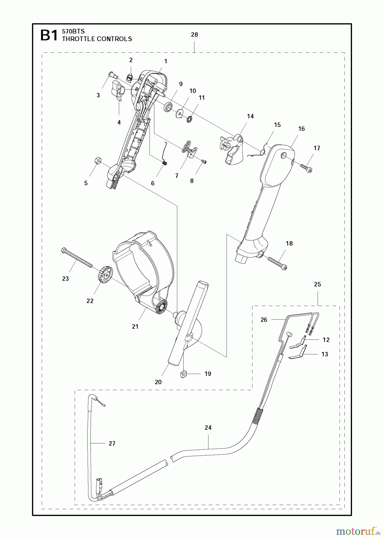 Husqvarna Bläser / Sauger / Häcksler / Mulchgeräte 570 BTS - Husqvarna Backpack Blower (2011-05 & After) THROTTLE CONTROLS