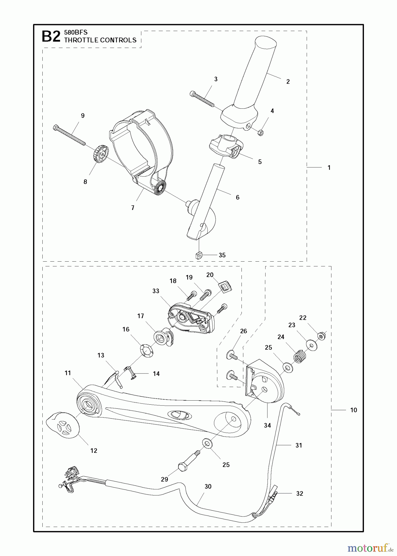 Husqvarna Bläser / Sauger / Häcksler / Mulchgeräte 580 BFS - Husqvarna Backpack Blower (2011-05 & After) THROTTLE CONTROLS #2