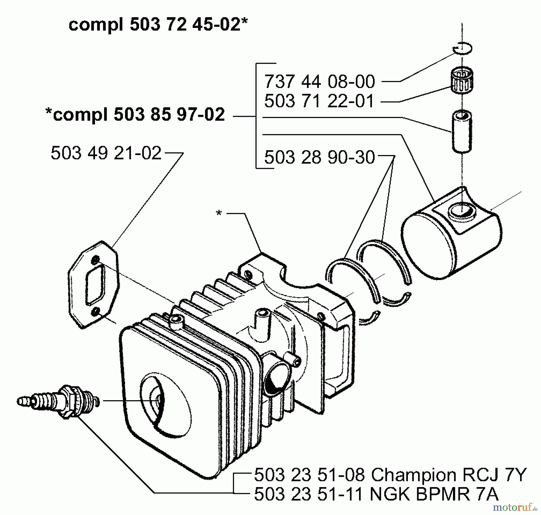 Husqvarna Bohrer / Erdbohrer 225 AI 15 - Husqvarna Ice Auger (2008-04 & After) Piston/Cylinder