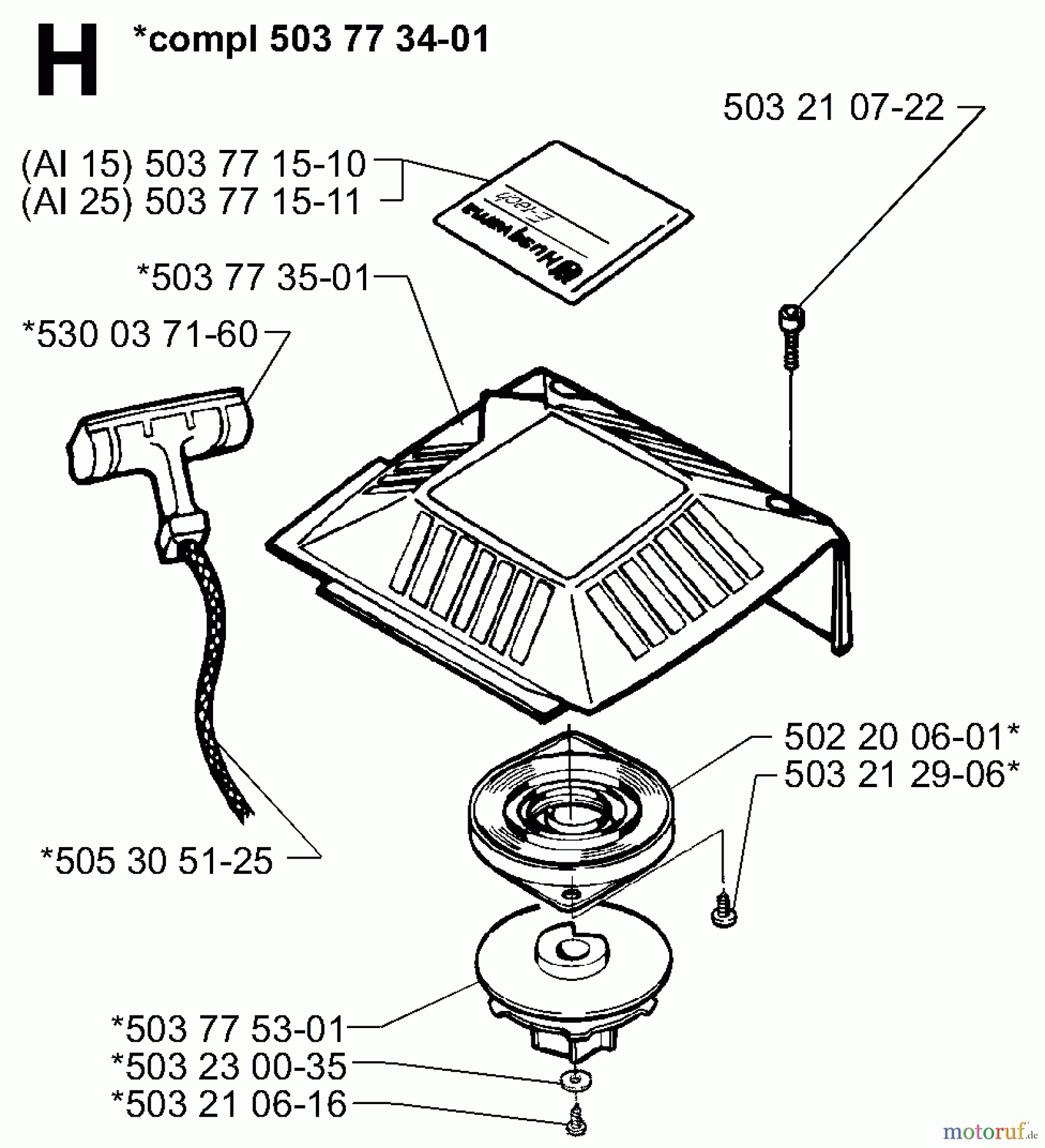 Husqvarna Bohrer / Erdbohrer 225 AI 25 - Husqvarna Ice Auger (2008-04 & After) Starter Assembly
