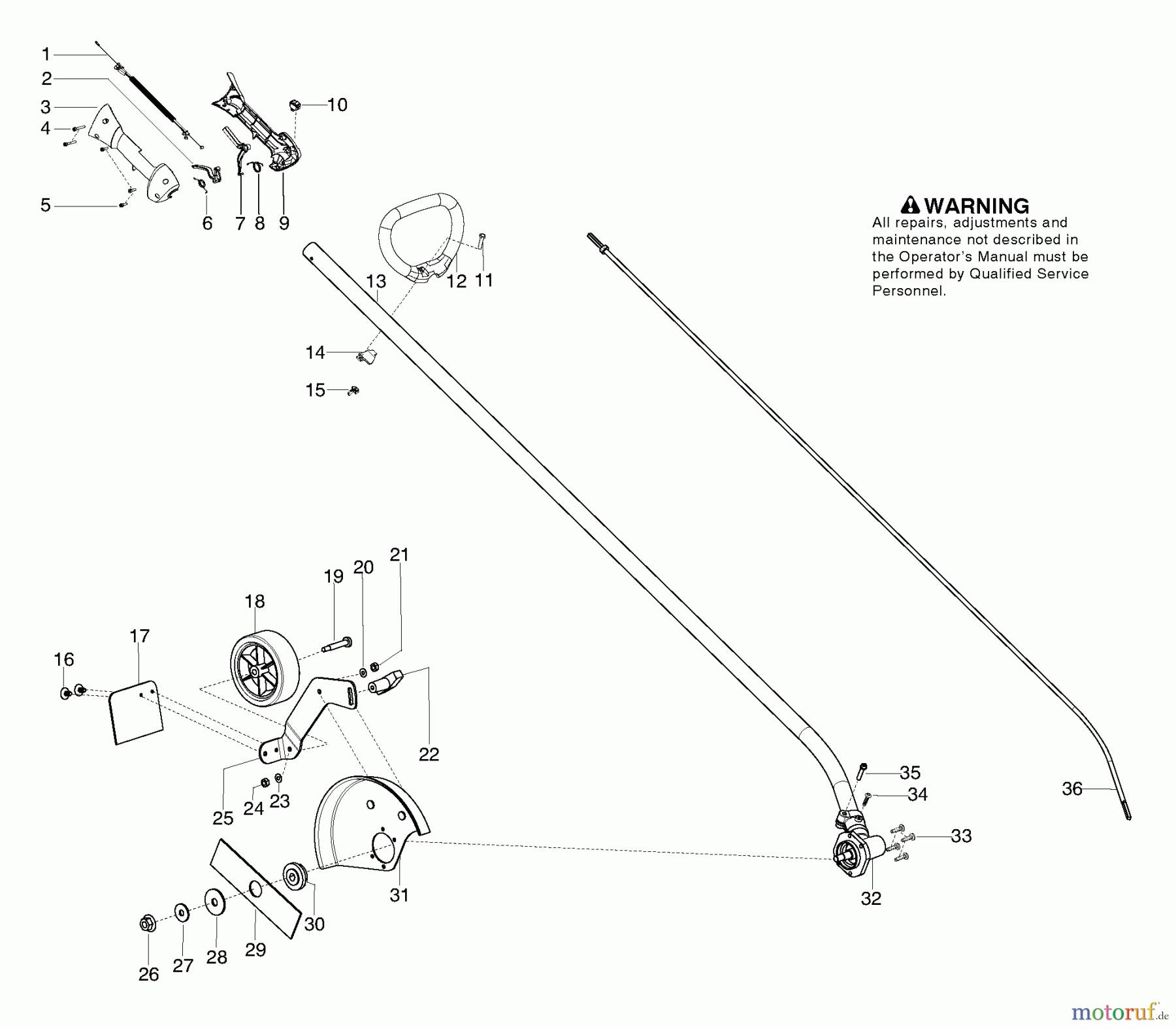 Husqvarna Kantenschneider 125 E - Husqvarna Handheld Edger (2005-09 to 2006-02) Handle & Shaft Assembly
