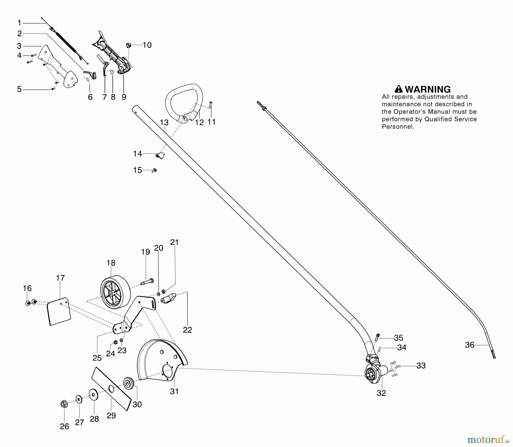 Husqvarna Kantenschneider 125 E - Husqvarna Handheld Edger (2006-01 to 2009-08) Handle, Shaft & Cutting Head