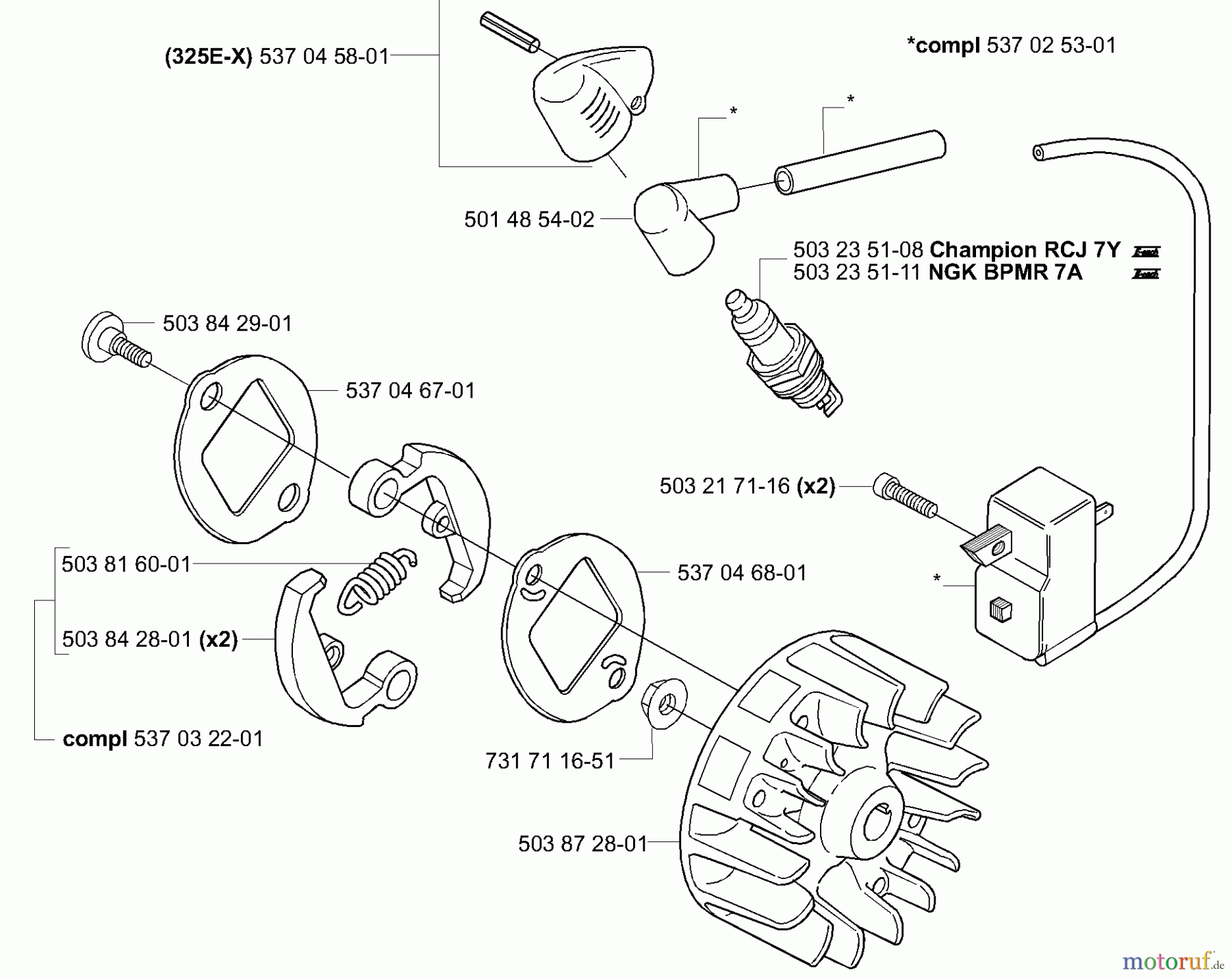 Husqvarna Kantenschneider 322 E - Husqvarna Handheld Edger (2001-01 & After) Ignition/Flywheel/Clutch