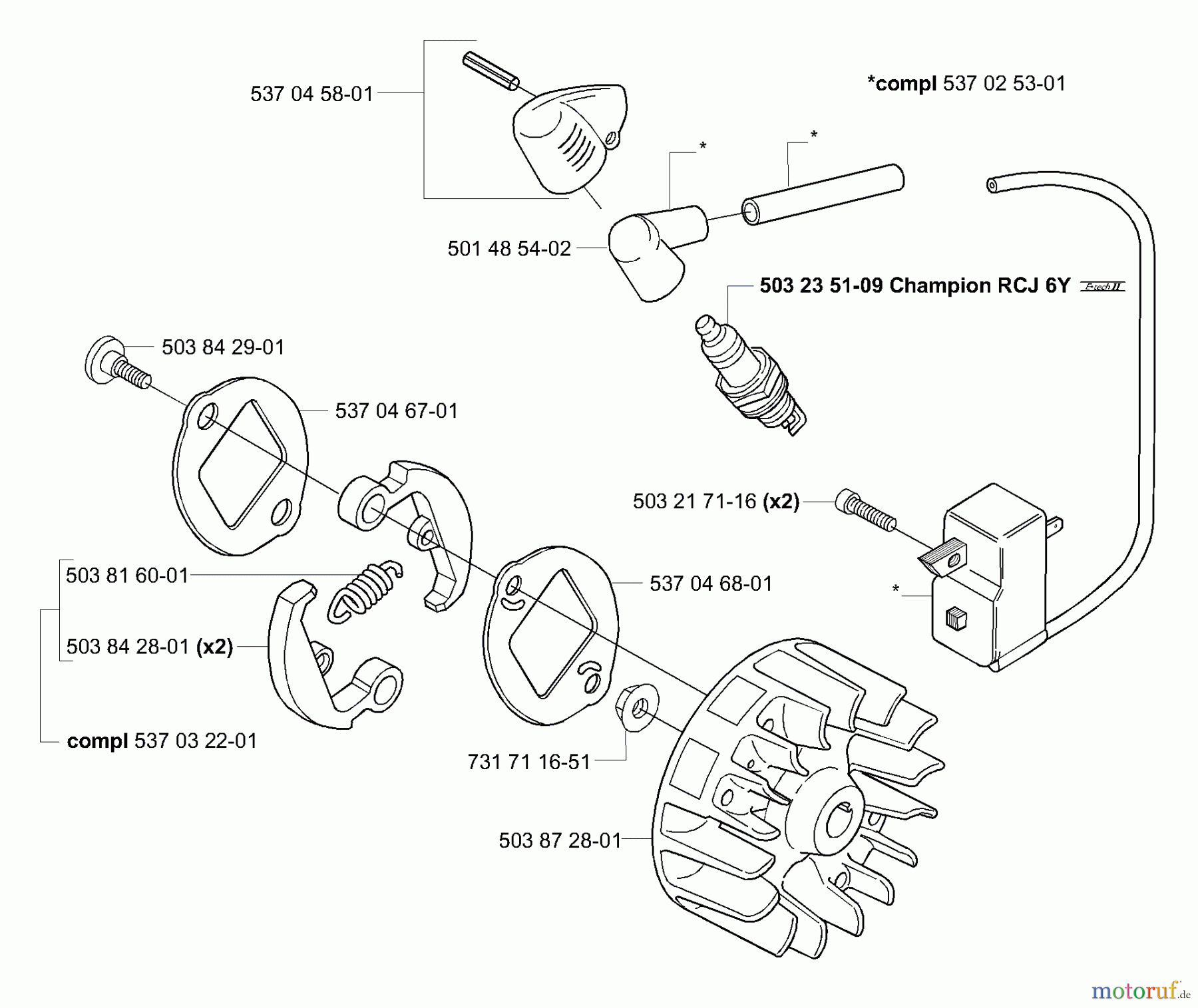 Husqvarna Kantenschneider 325 EX - Husqvarna Handheld Edger (E-TECH 2) (2001-01 & After) Ignition/Flywheel/Clutch