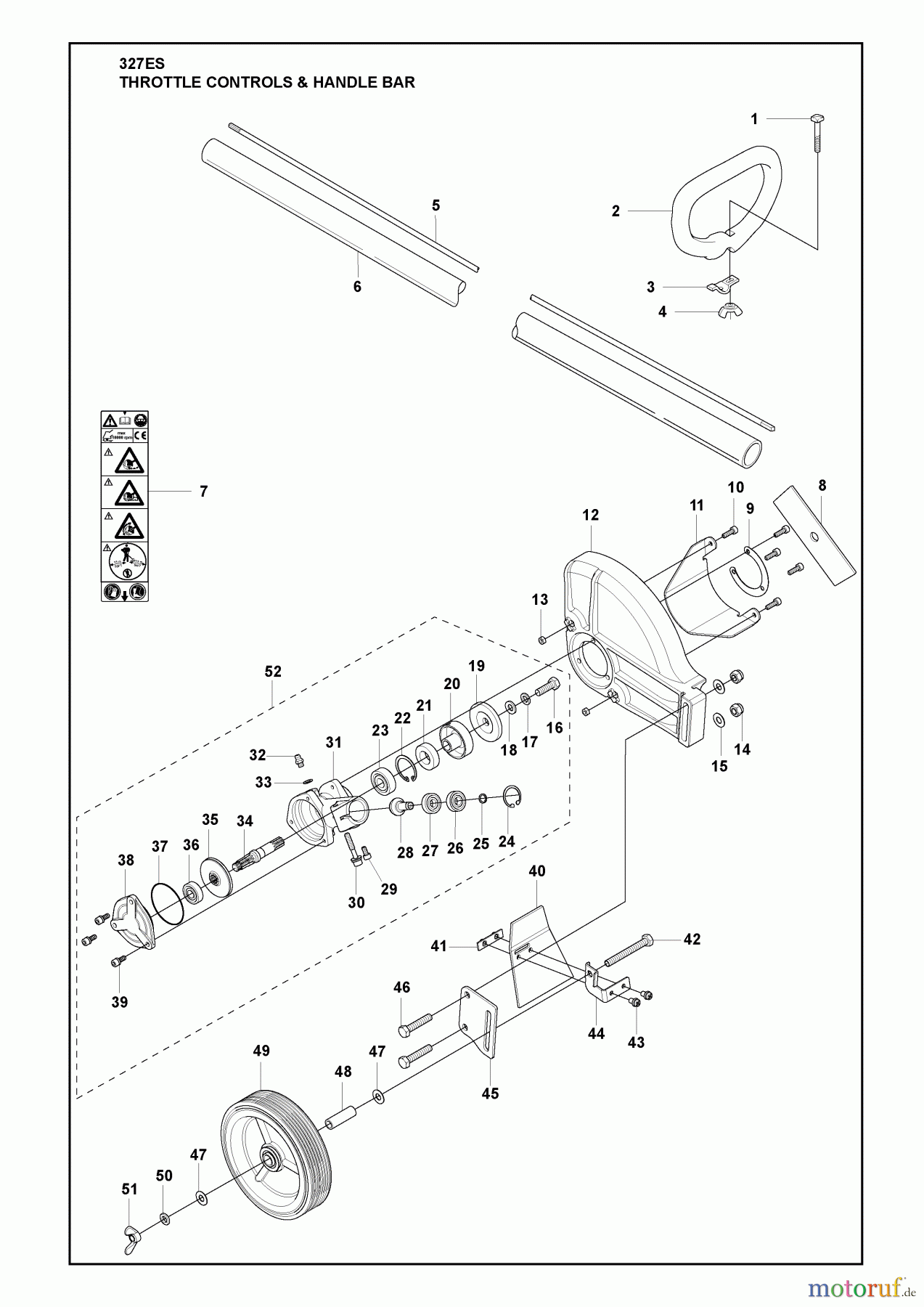 Husqvarna Kantenschneider 327 ES - Husqvarna Handheld Edger (2010-05 & After) Throttle Controls & Handle Bar