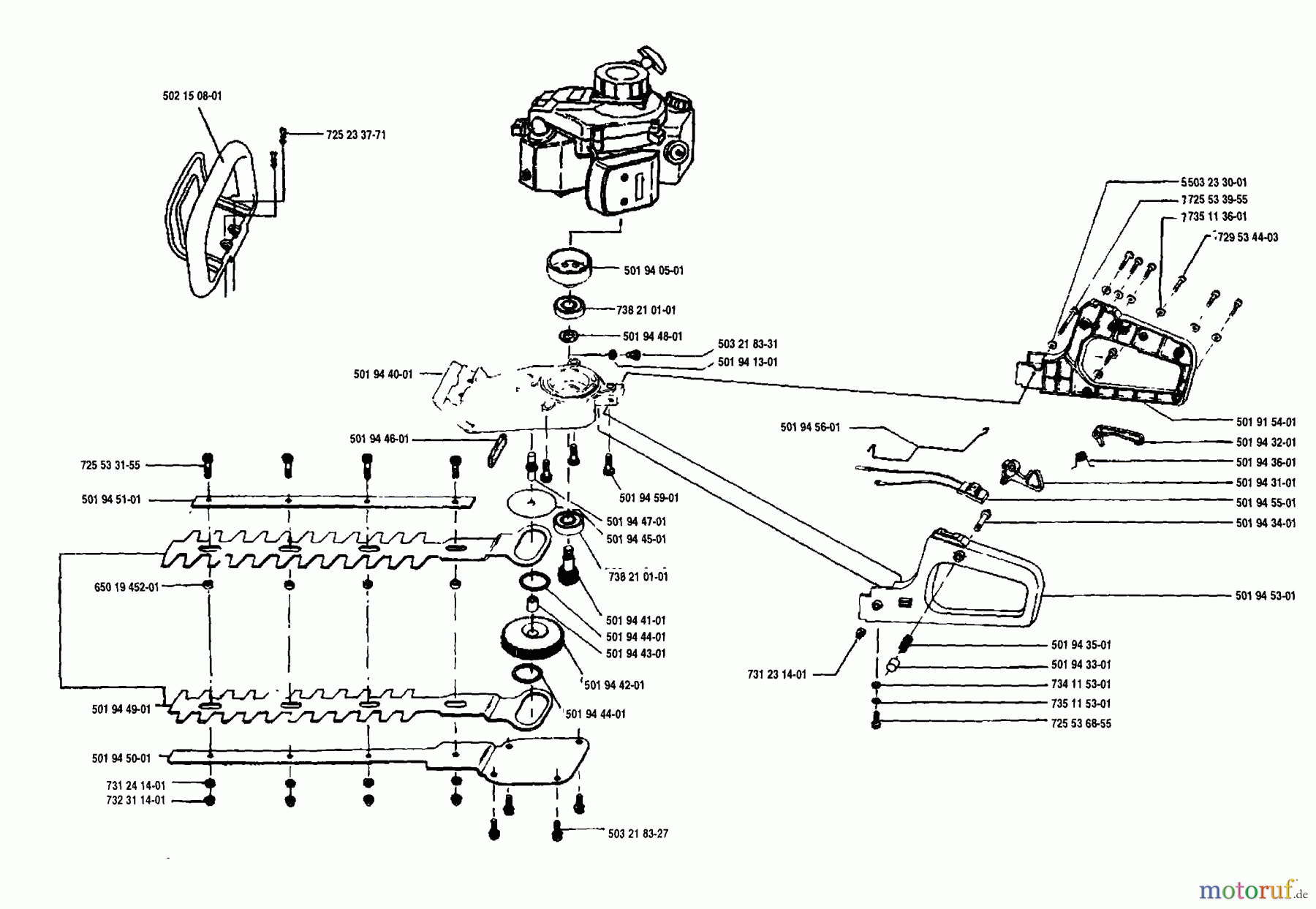 Husqvarna Heckenscheren 16 H - Husqvarna Hedge Trimmer (1987-01 & After) General Assembly