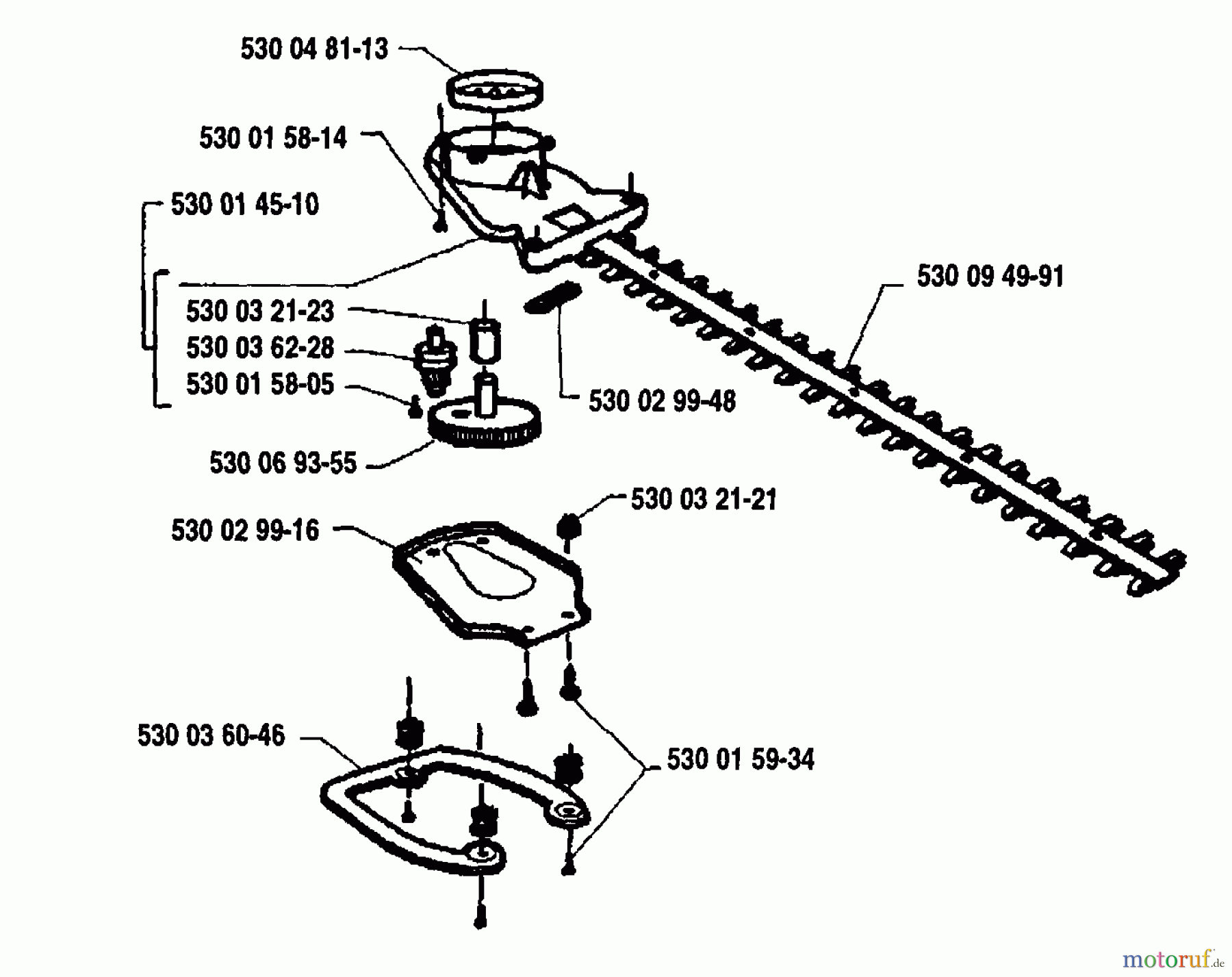 Husqvarna Heckenscheren 18 H - Husqvarna Hedge Trimmer (1992-03 to 1994-03) Trimmer Blade Assembly