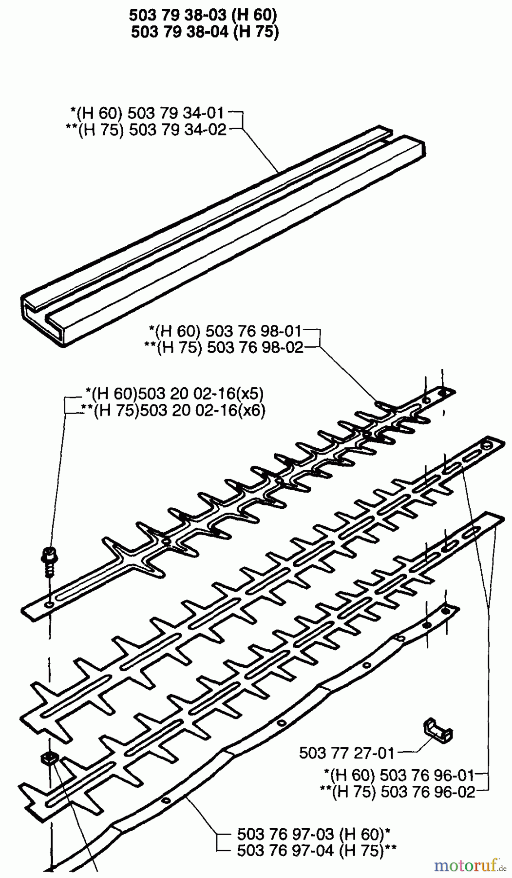 Husqvarna Heckenscheren 225 H - Husqvarna Hedge Trimmer (1997-02 & After) Cutter Assembly