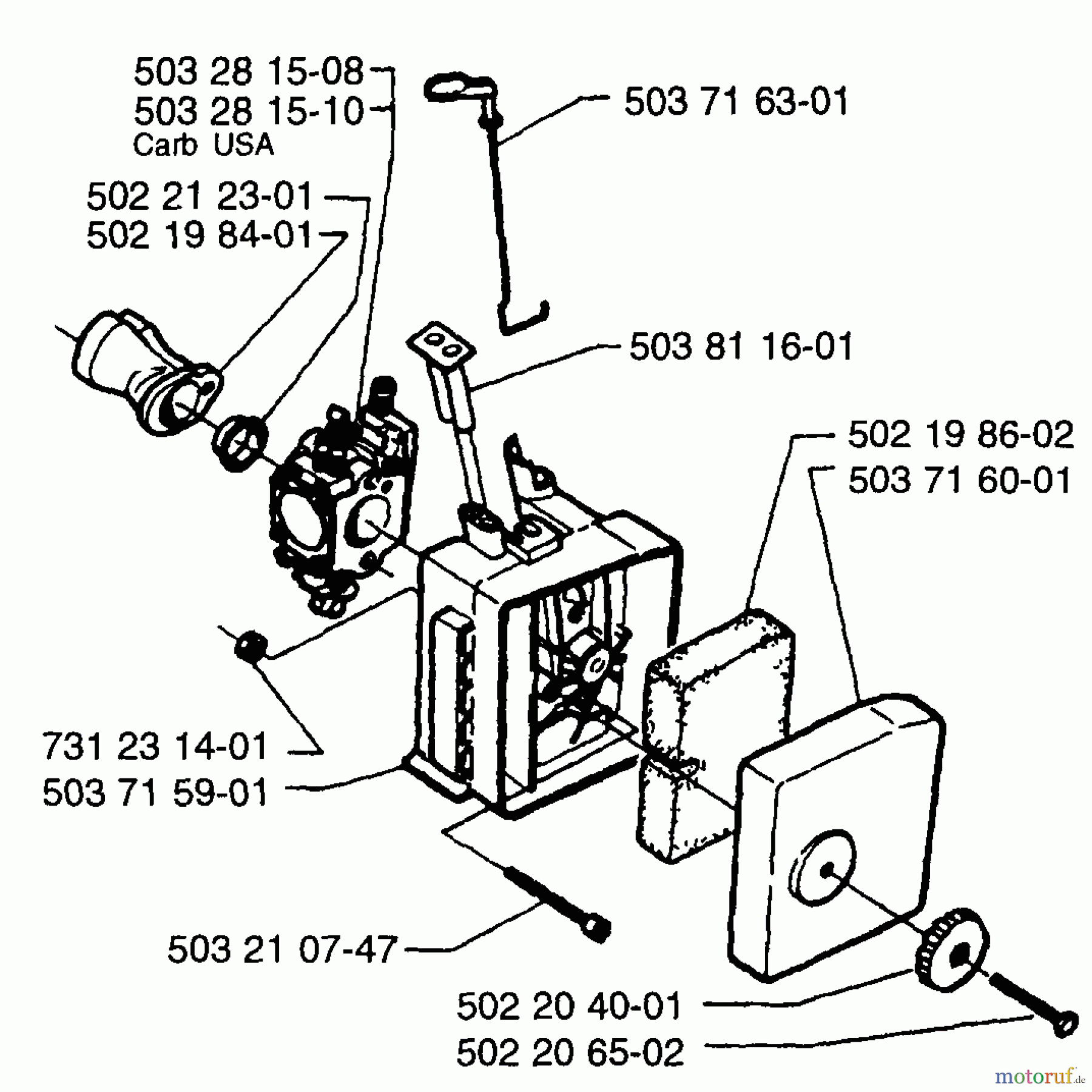 Husqvarna Heckenscheren 225 H 60 - Husqvarna Hedge Trimmer (1996-12 to 1997-12) Air Filter/Carburetor