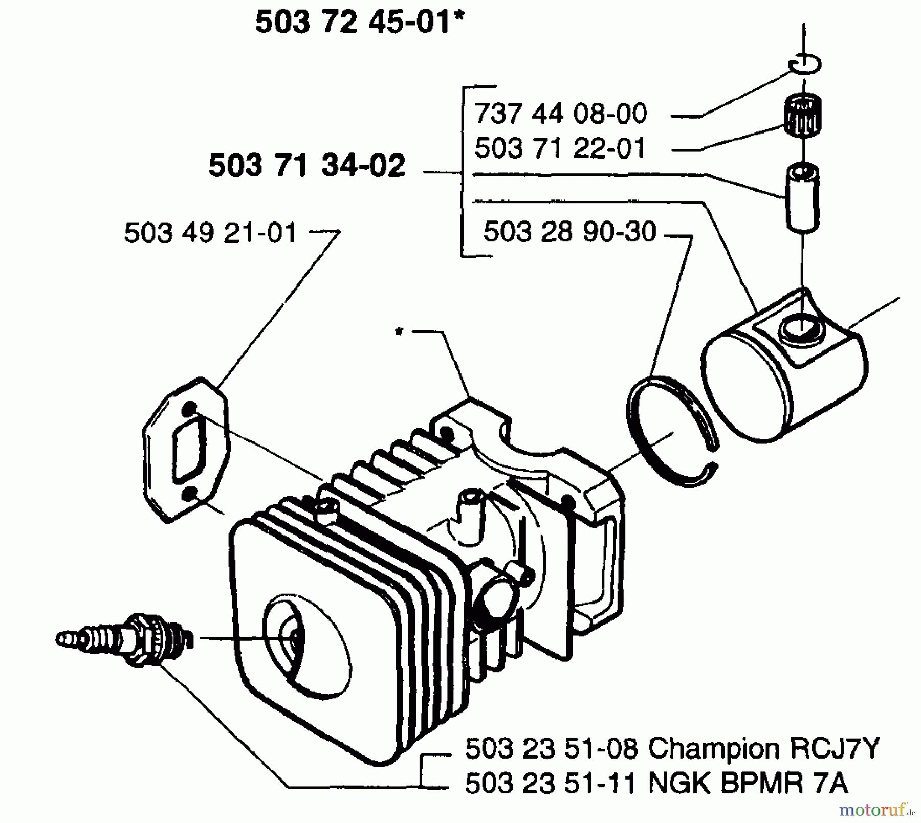 Husqvarna Heckenscheren 225 H 75 - Husqvarna Hedge Trimmer (1996-12 to 1997-12) Piston/Cylinder