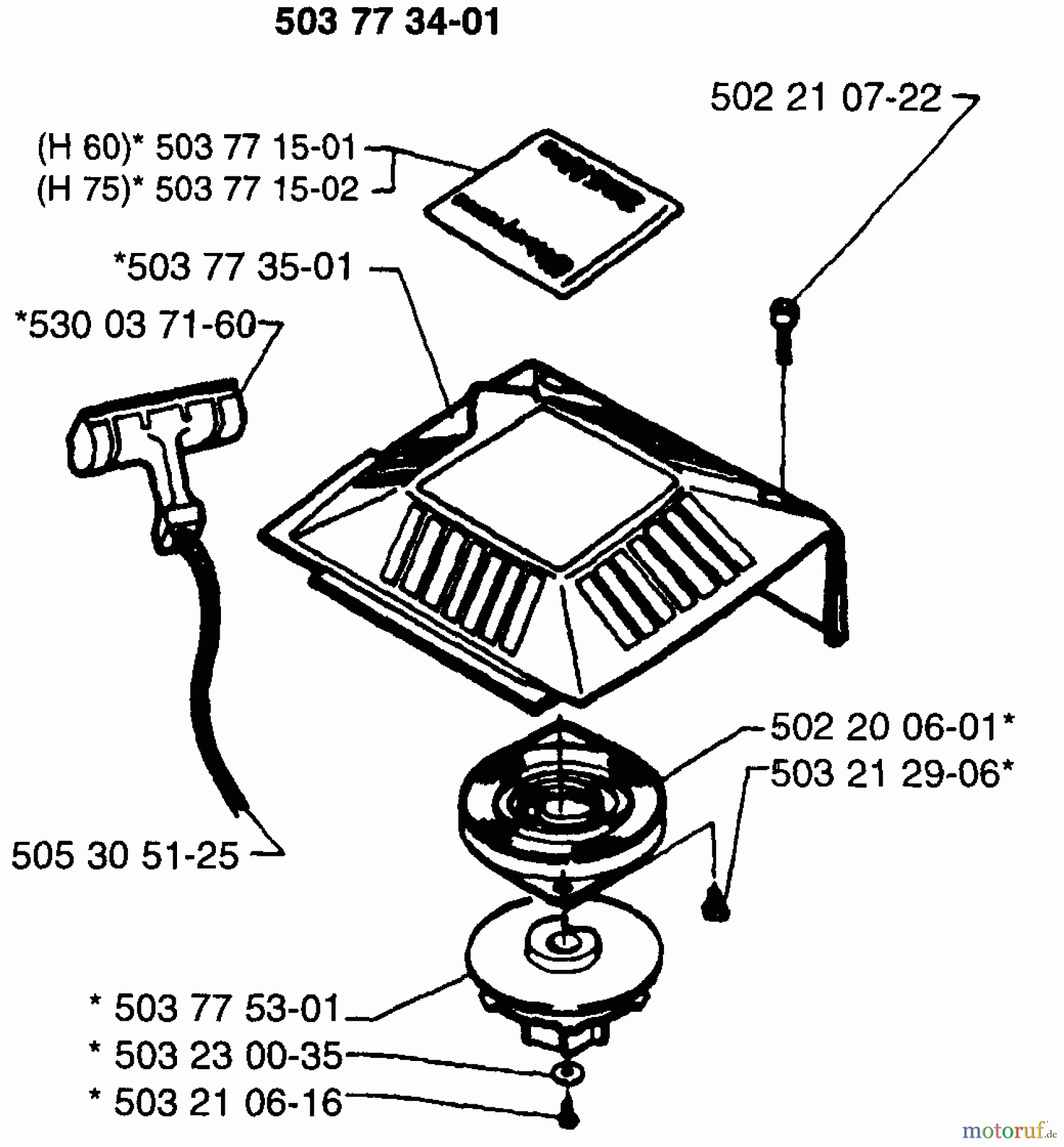 Husqvarna Heckenscheren 225 H 75 - Husqvarna Hedge Trimmer (1996-12 to 1997-12) Starter Assembly