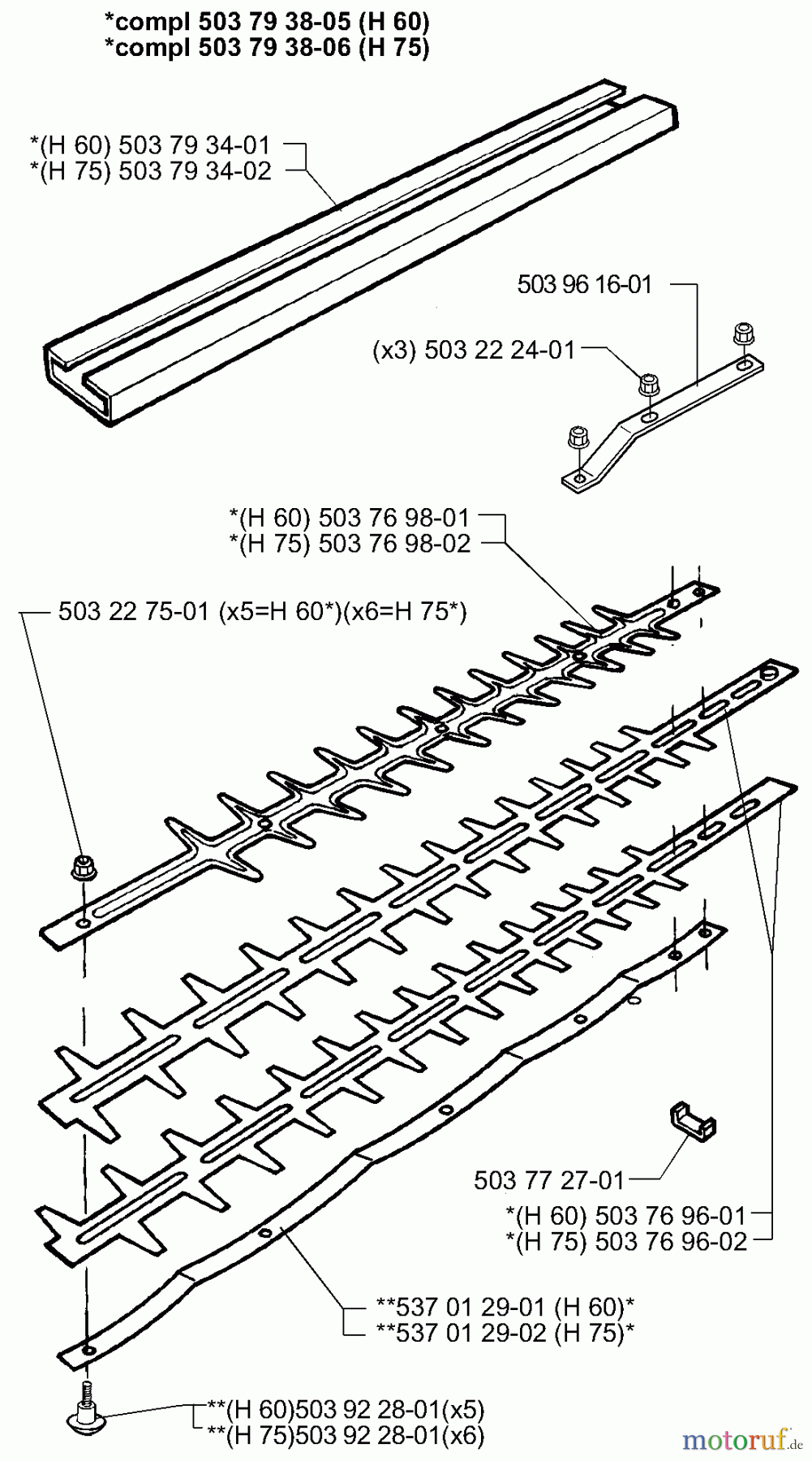 Husqvarna Heckenscheren 225 H 60 - Husqvarna Hedge Trimmer (1998-01 to 2002-05) Cutter Assembly