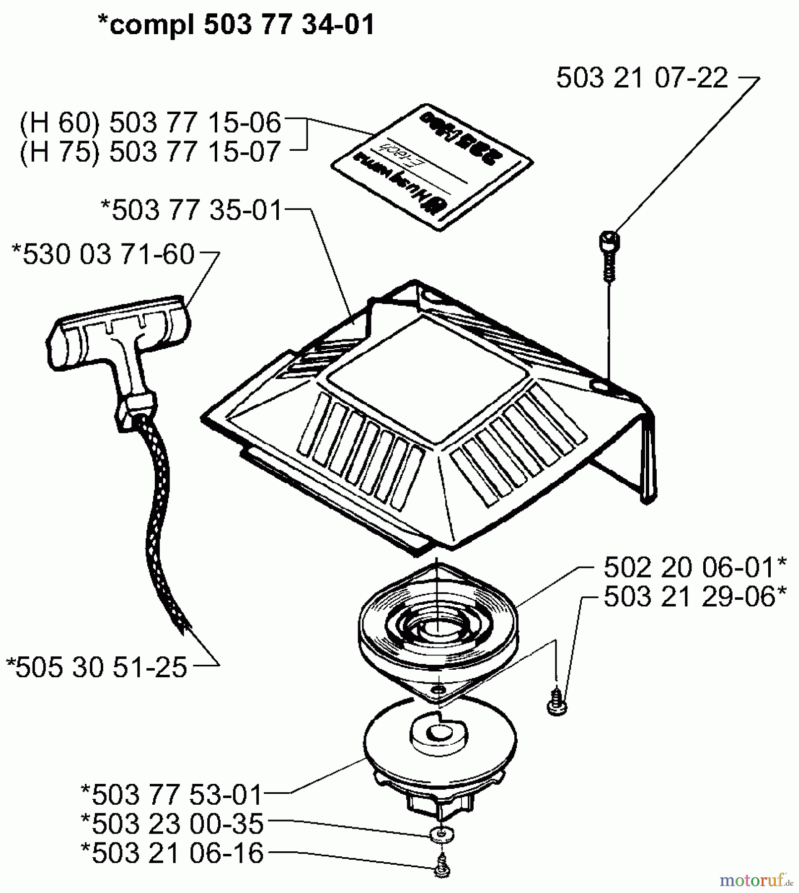 Husqvarna Heckenscheren 225 H 60 - Husqvarna Hedge Trimmer (1998-01 to 2002-05) Starter Assembly