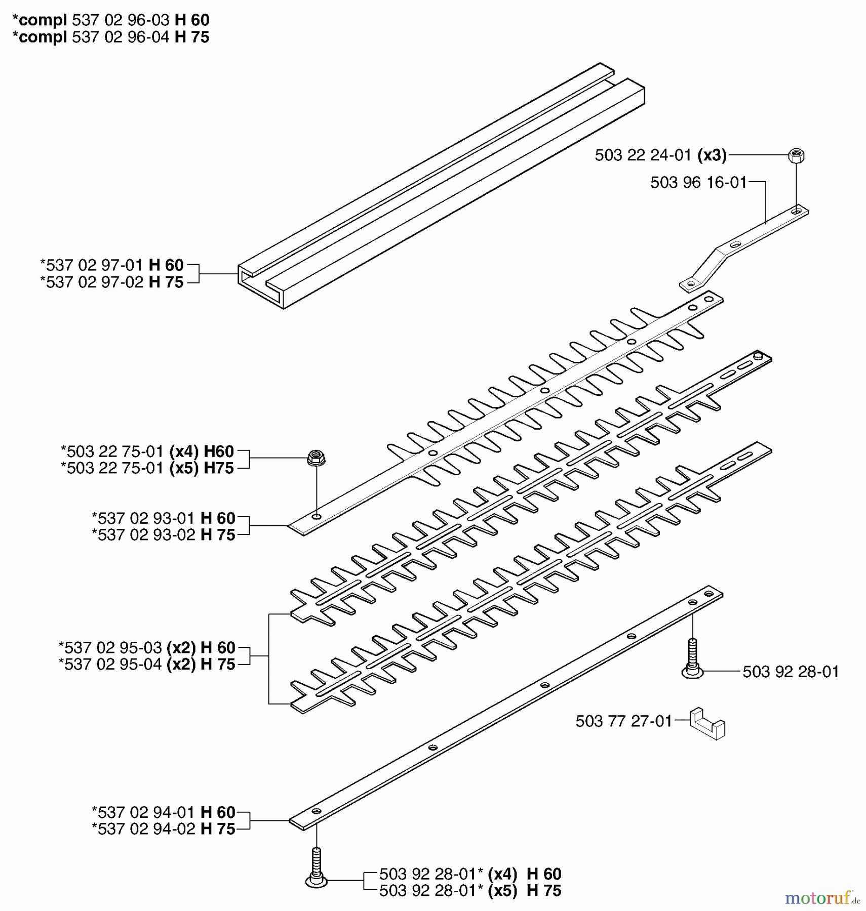 Husqvarna Heckenscheren 225 H 60 - Husqvarna Hedge Trimmer (2002-06 & After) Cutting Blades