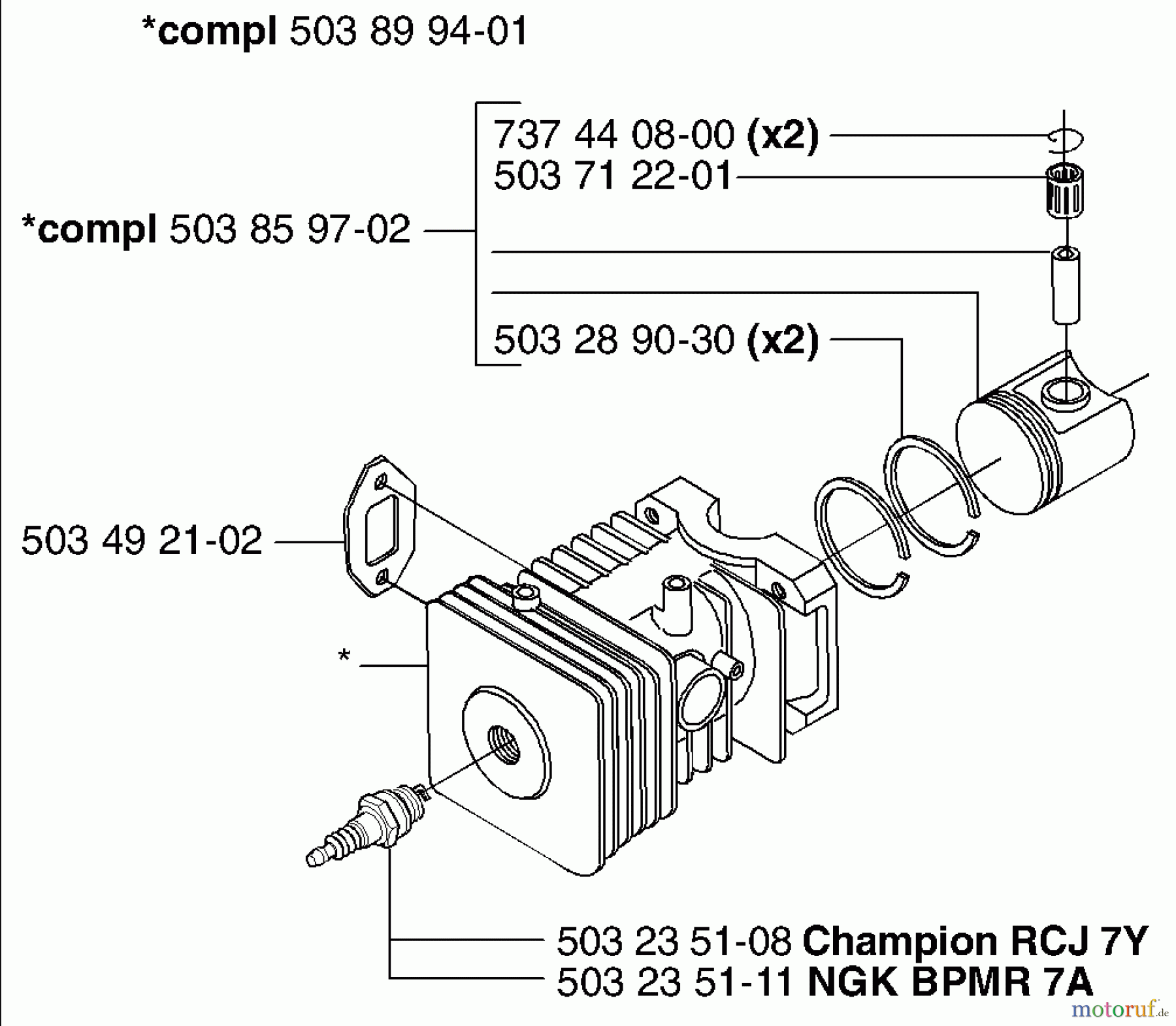 Husqvarna Heckenscheren 225 H 60 - Husqvarna Hedge Trimmer (2002-06 & After) Piston / Cylinder