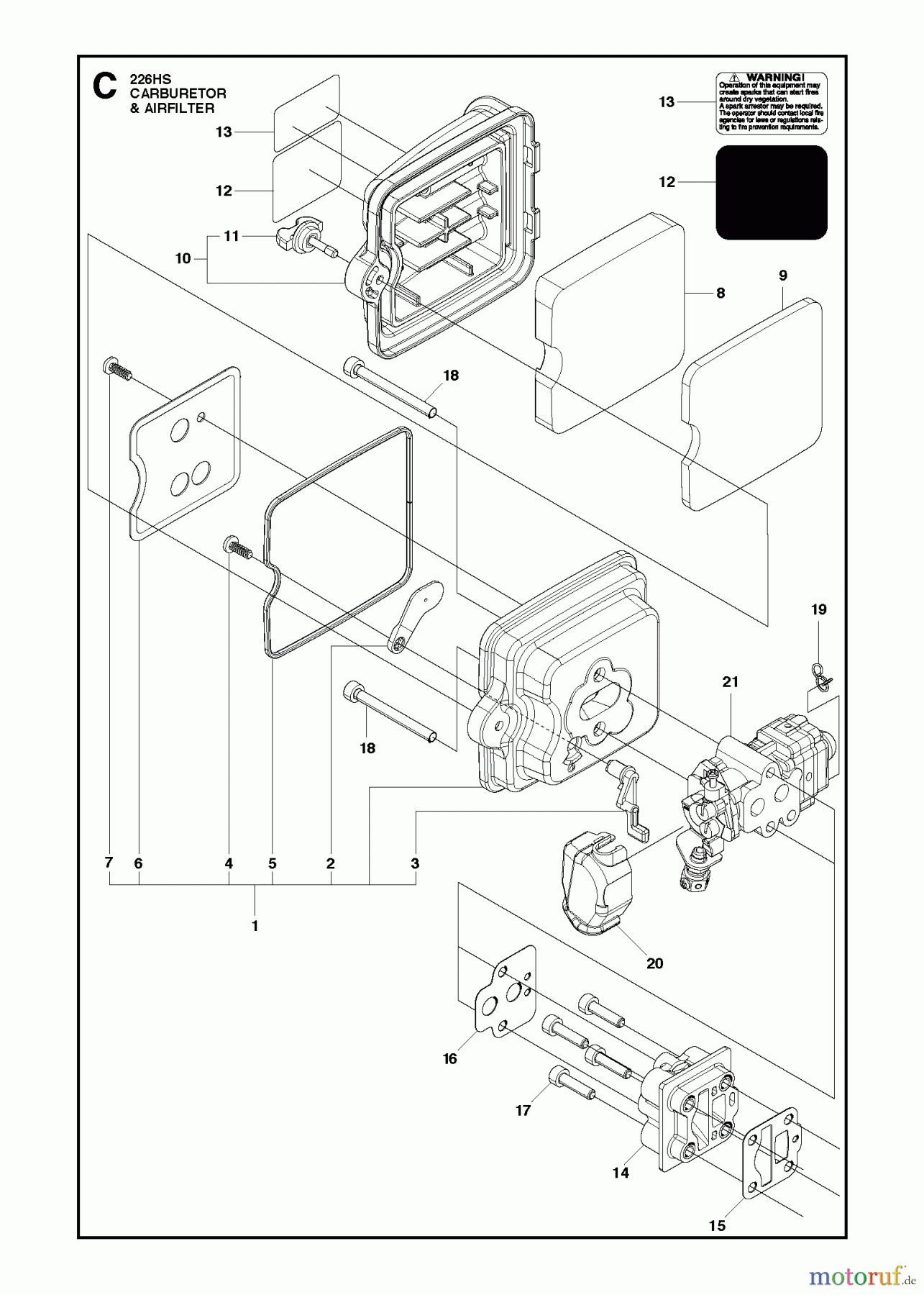 Husqvarna Heckenscheren 226 HS75 S - Husqvarna Hedge Trimmer (2013-02 & After) CARBURETOR AIR FILTER