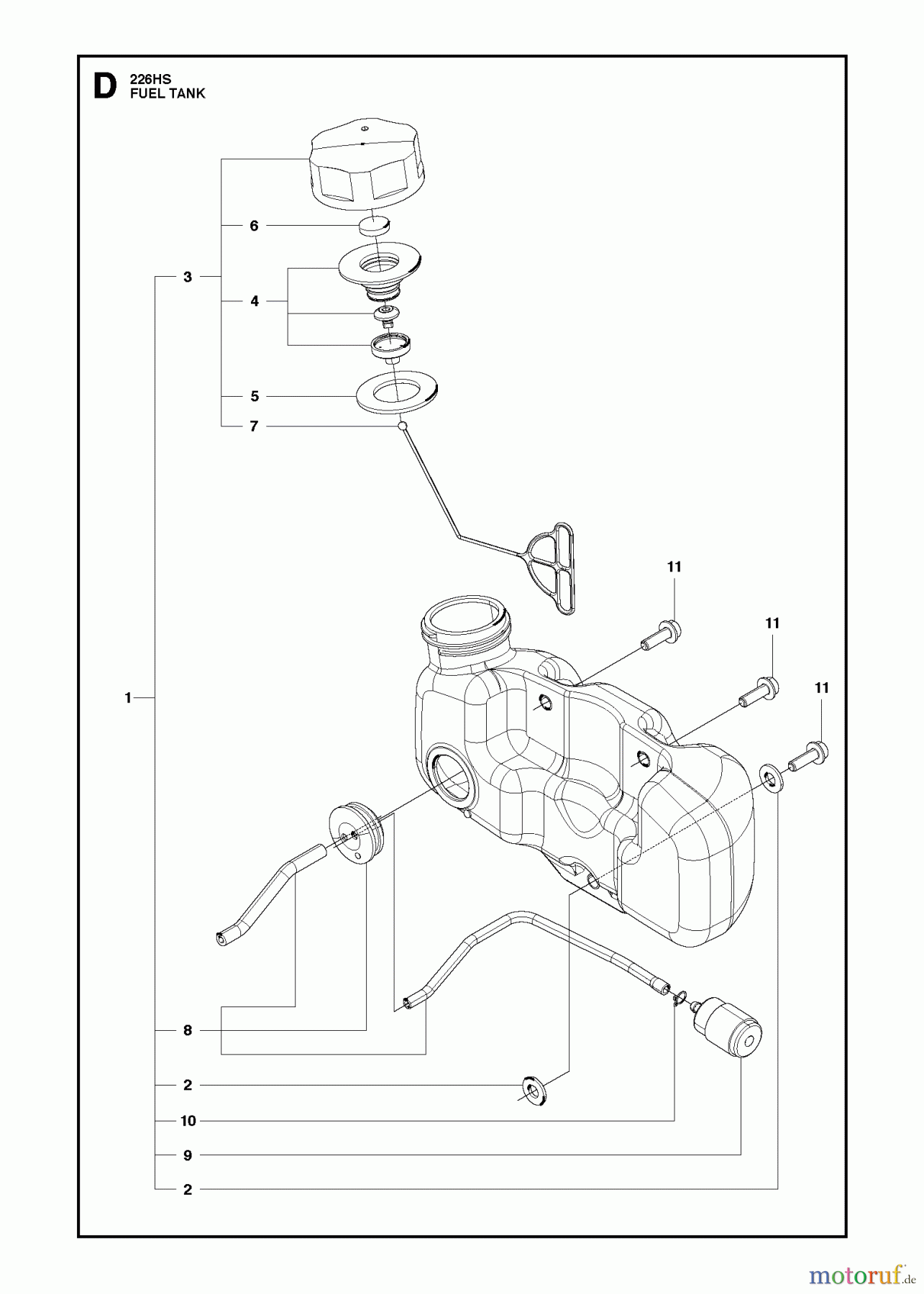 Husqvarna Heckenscheren 226 HS75 S - Husqvarna Hedge Trimmer (2013-02 & After) FUEL TANK