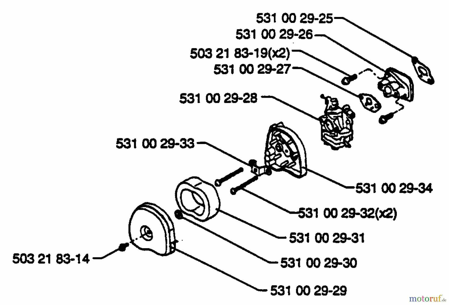 Husqvarna Heckenscheren 26 H - Husqvarna Hedge Trimmer (1993-01 to 1994-02) Air Filter / Carburetor