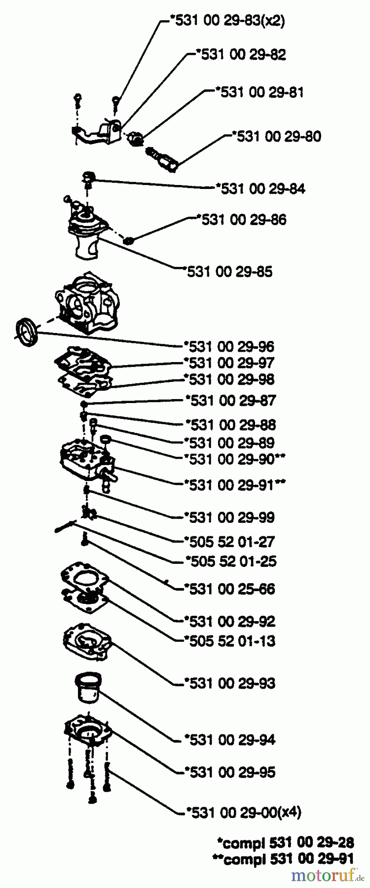 Husqvarna Heckenscheren 26 H - Husqvarna Hedge Trimmer (1993-01 to 1994-02) Carburetor Parts