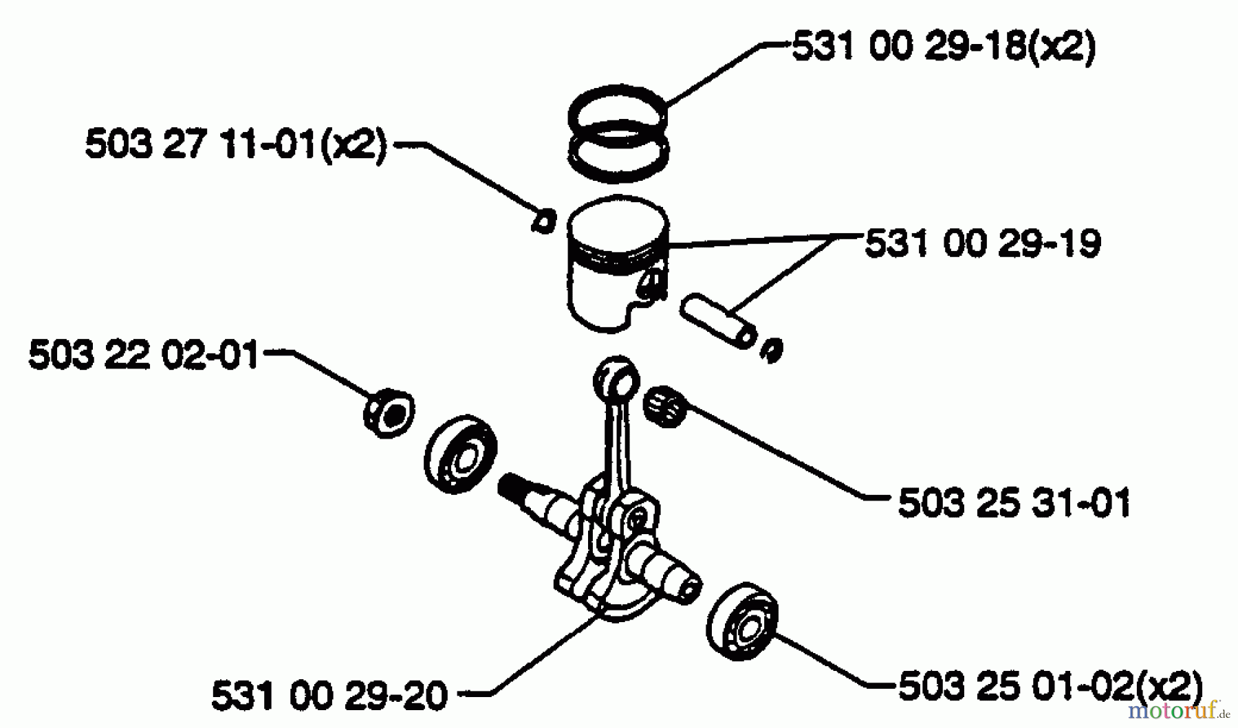 Husqvarna Heckenscheren 26 H - Husqvarna Hedge Trimmer (1993-01 to 1994-02) Piston / Crankshaft