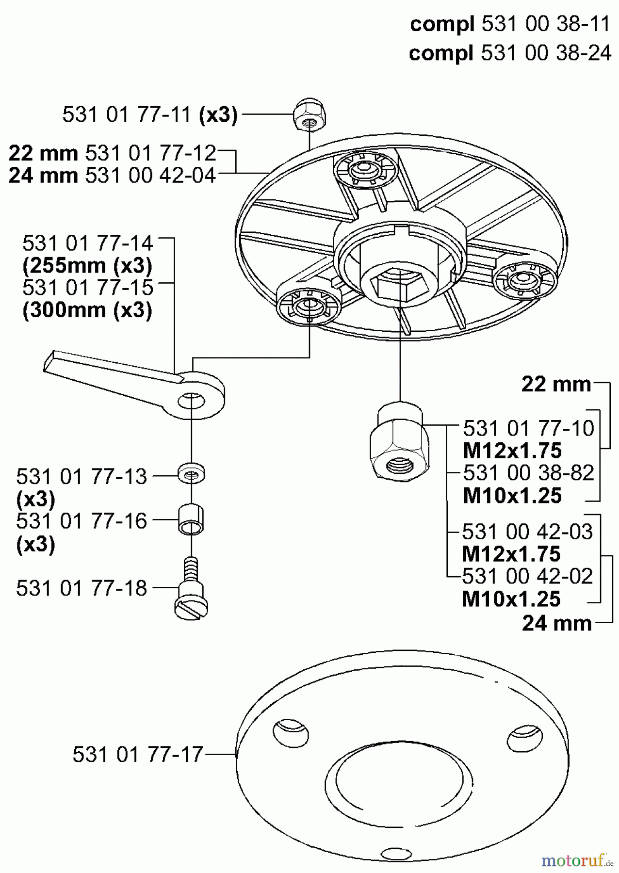 Husqvarna Zubehör Husqvarna Trimmer Heads (2000-10 & After) Trimmerhead (Tri Cut M10x1.25 (300mm) & M12x1.75 (300mm))