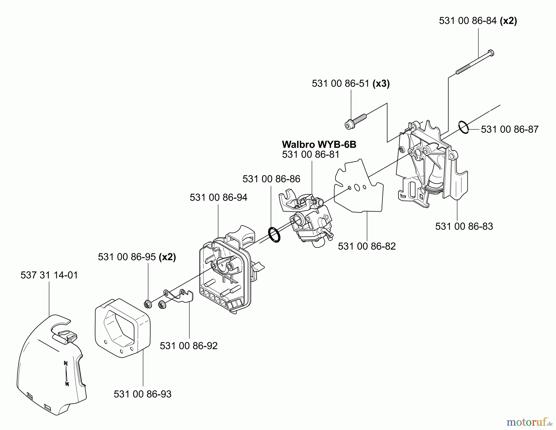 Husqvarna Heckenscheren 324 HDA 55X - Husqvarna Hedge Trimmer (2004-05 to 2005-08) Air Filter/Carburetor