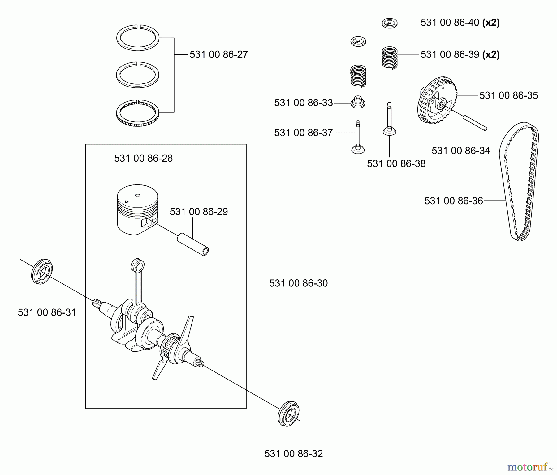 Husqvarna Heckenscheren 324 HDA 55X - Husqvarna Hedge Trimmer (2004-05 to 2005-08) Crankshaft/Piston/Drive Chain
