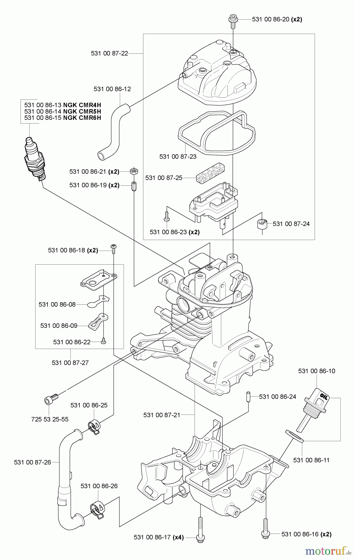 Husqvarna Heckenscheren 324 HDA 55X - Husqvarna Hedge Trimmer (2005-09 & After) Crankcase/Cylinder