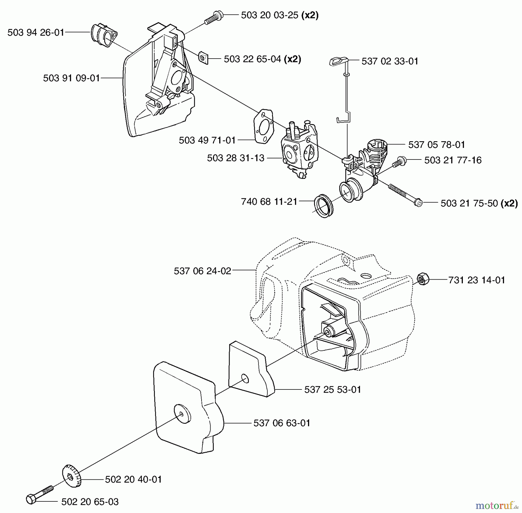 Husqvarna Heckenscheren 323 HD 60 - Husqvarna Hedge Trimmer (2002-06 to 2009-01) Air Filter / Carburetor