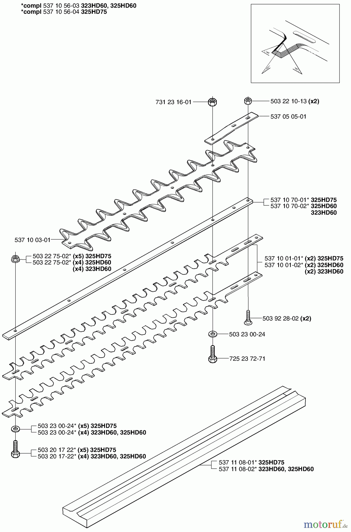  Husqvarna Heckenscheren 325 HD 60X - Husqvarna Hedge Trimmer (2002-06 to 2009-01) Cutter Bars