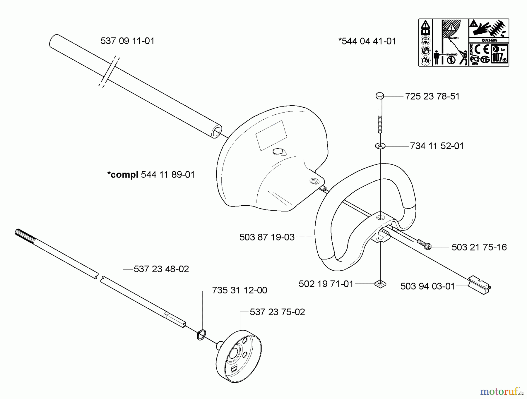Husqvarna Heckenscheren 325 HDA 65X - Husqvarna Hedge Trimmer (2007-01 & After) Handle/ Shaft/ Tube