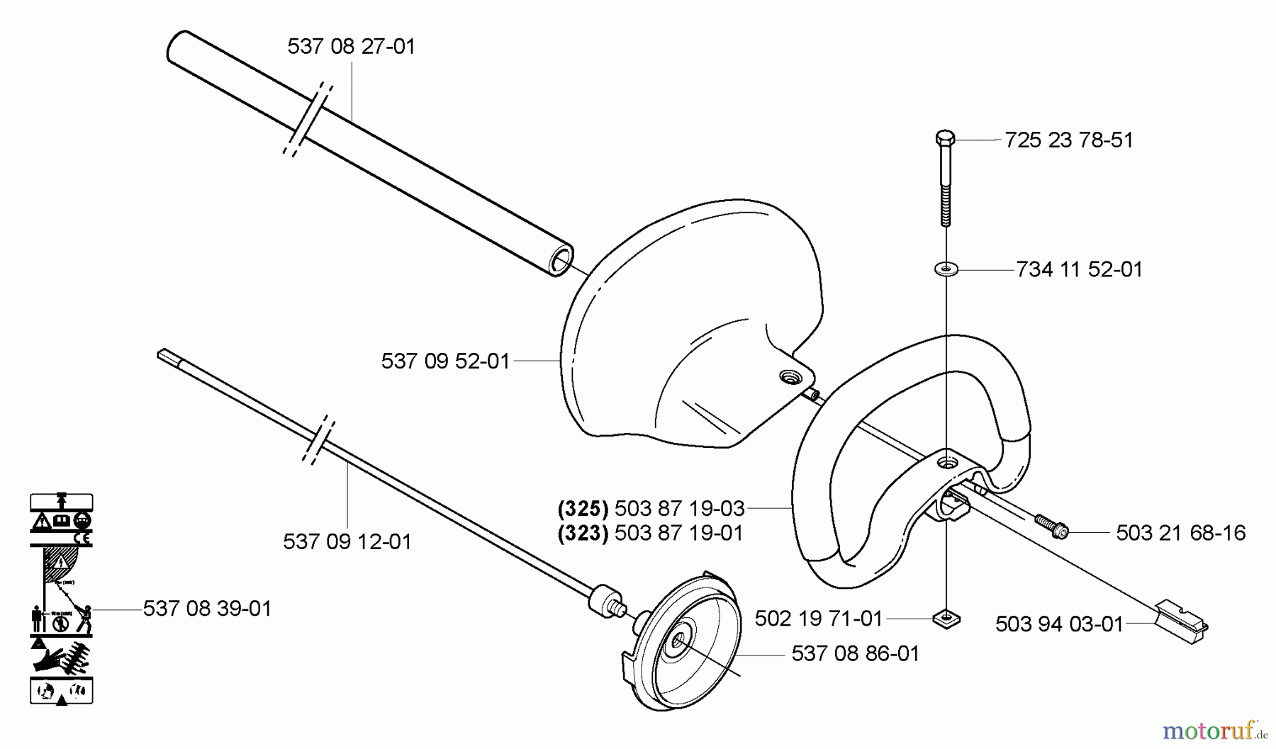 Husqvarna Heckenscheren 323 HE 3 - Husqvarna Hedge Trimmer (2005-02 to 2005-08) Handle Shaft Tube HE3, HE3x