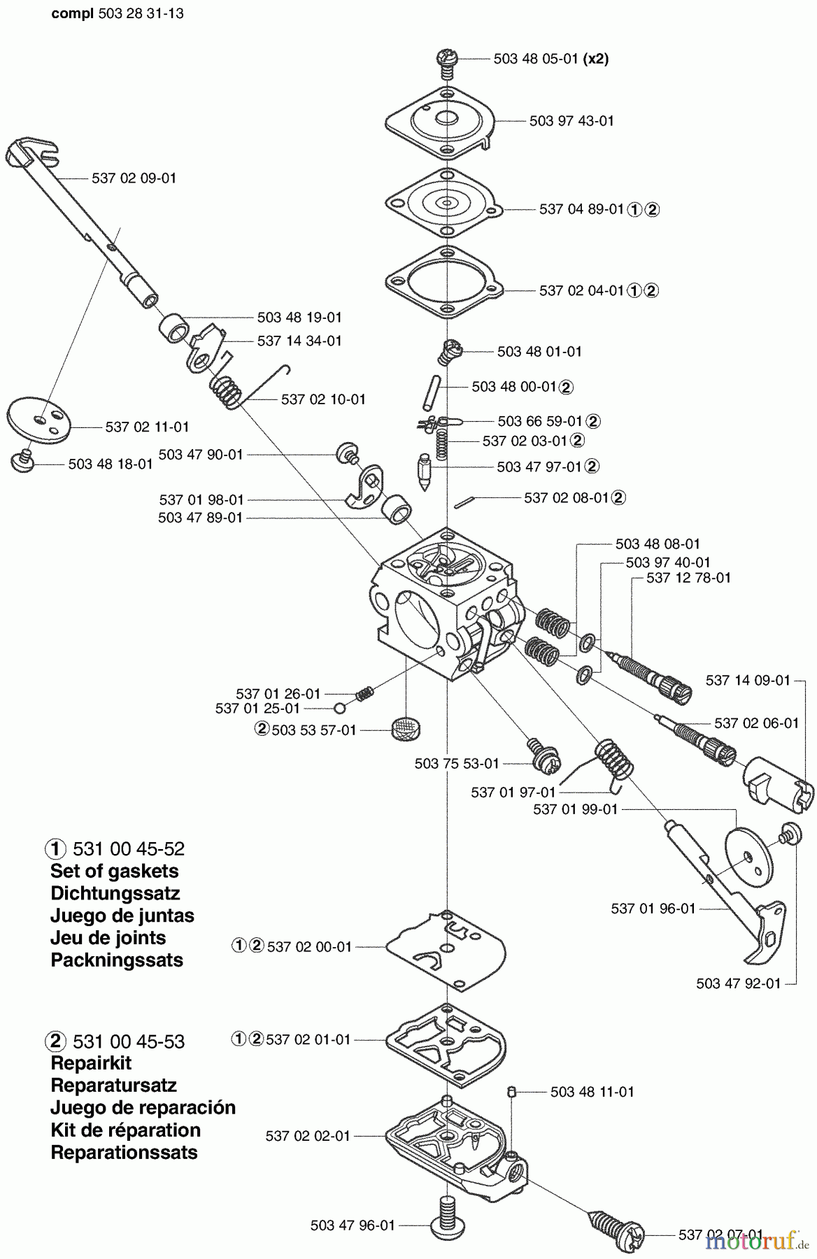 Husqvarna Heckenscheren 325 HE 3X - Husqvarna Hedge Trimmer (2003-01 to 2005-01) Carburetor Parts