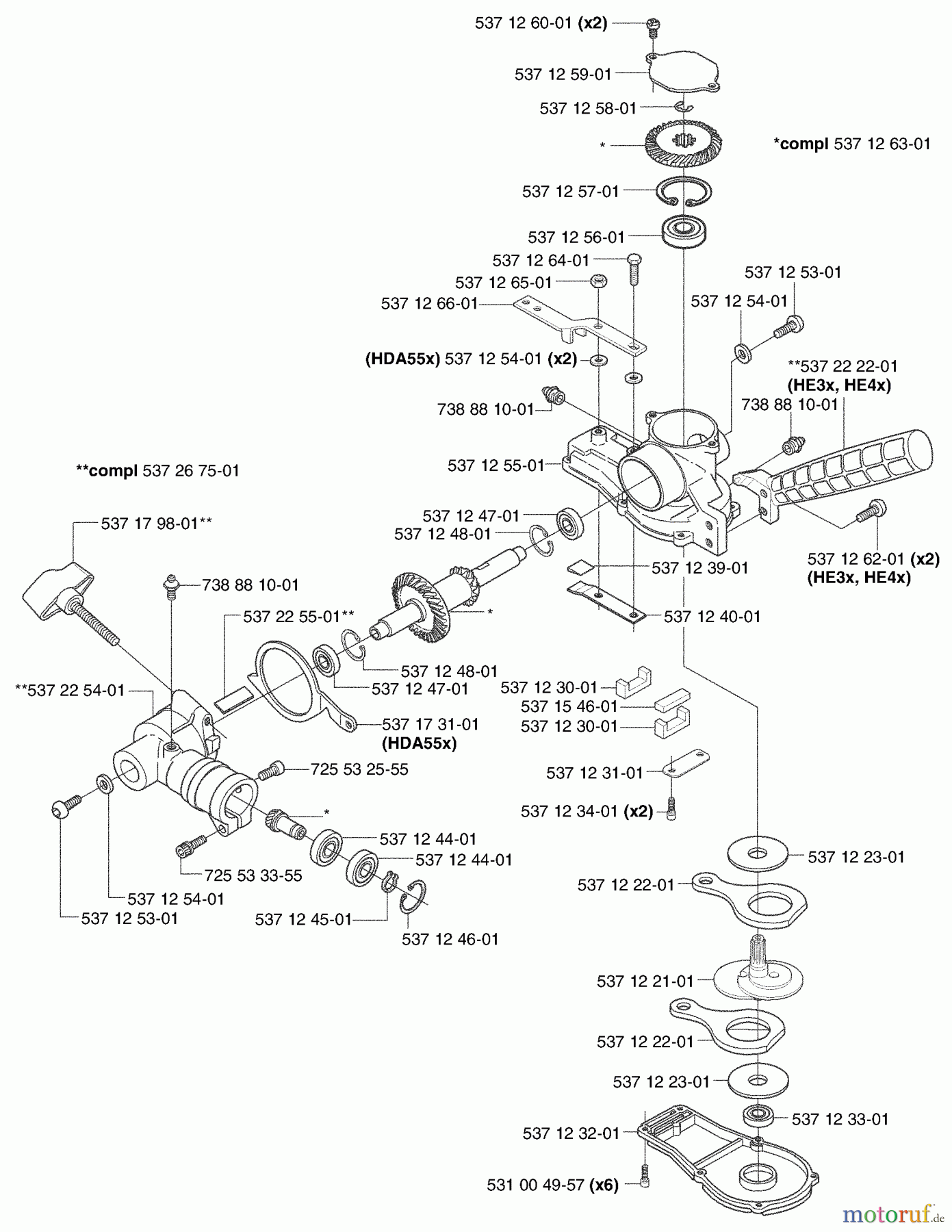 Husqvarna Heckenscheren 325 HE 3X - Husqvarna Hedge Trimmer (2003-01 to 2005-01) Gearbox Assy