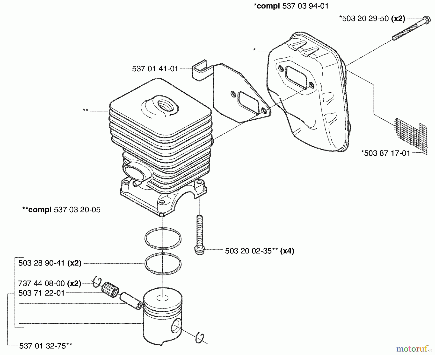Husqvarna Heckenscheren 325 HE 3X - Husqvarna Hedge Trimmer (2003-01 to 2005-01) Piston / Cylinder