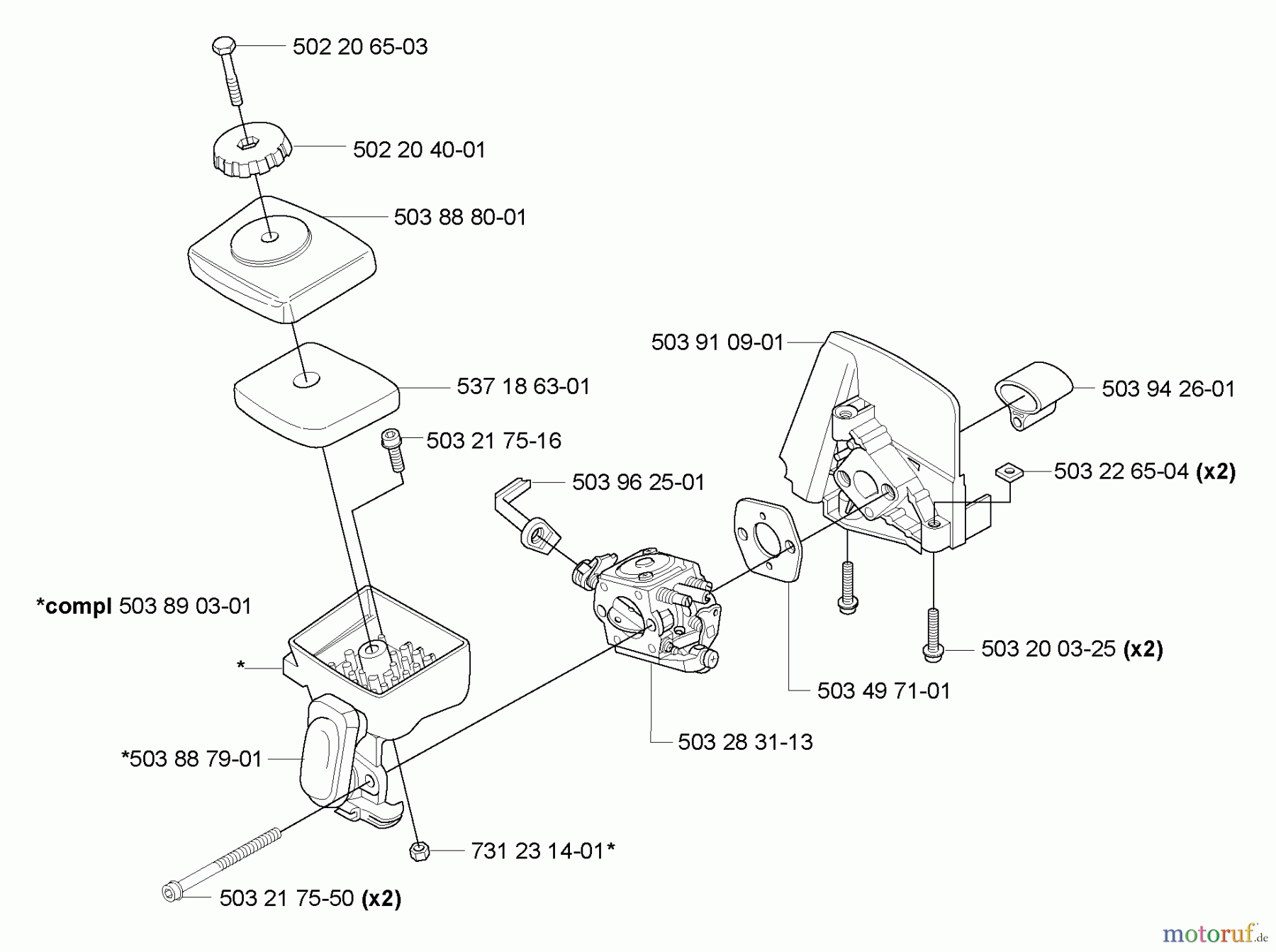 Husqvarna Zubehör HA 850 - Husqvarna Hedge Trimmer Attachment (2005-09 to 2005-09) Air Filter/Carburetor