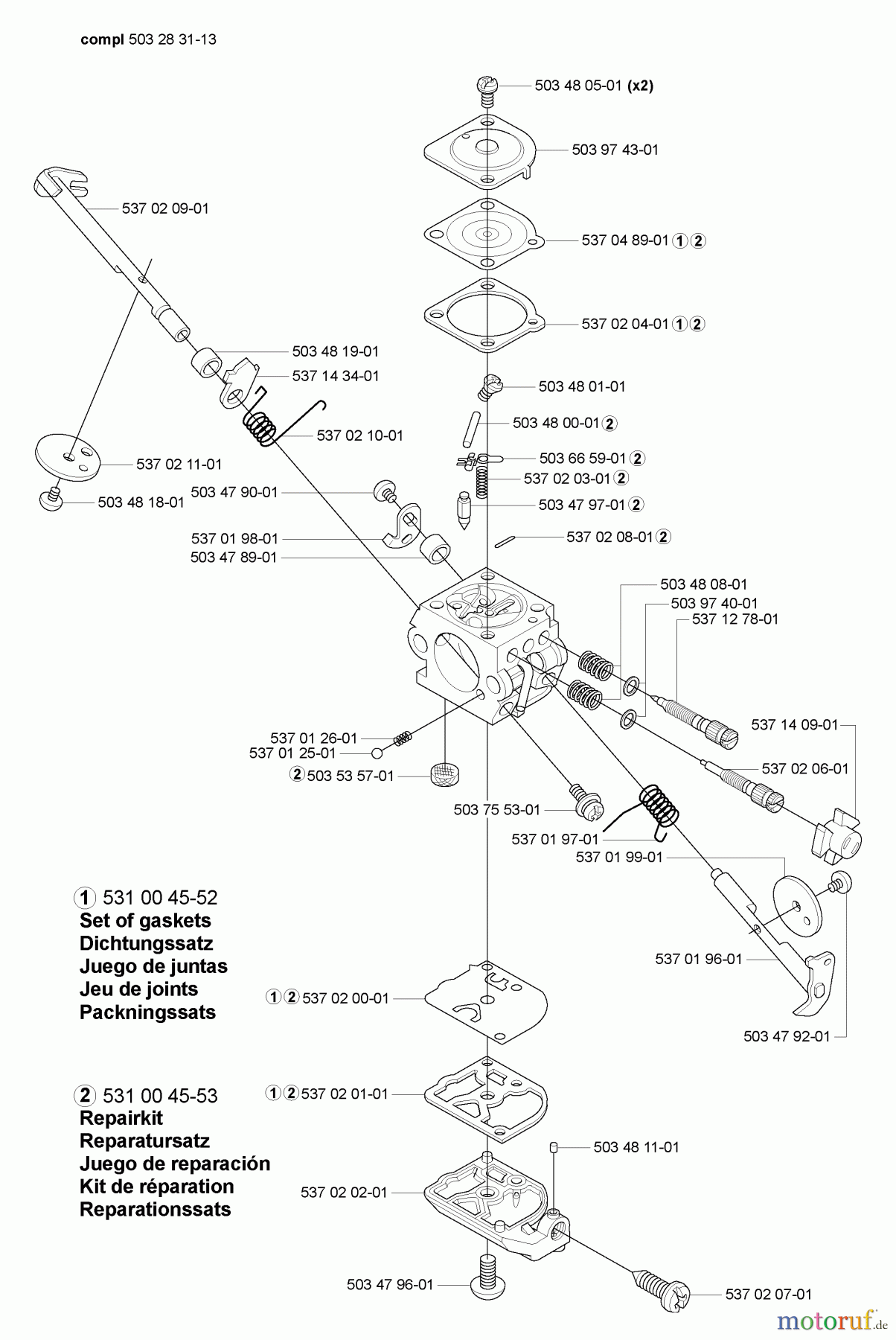 Husqvarna Heckenscheren 323 HE 3 - Husqvarna Hedge Trimmer (2005-10 to 2006-12) Carburetor Parts