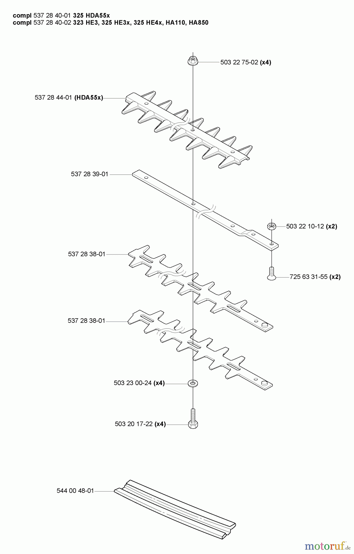 Husqvarna Heckenscheren 323 HE 3 - Husqvarna Hedge Trimmer (2005-10 to 2006-12) Cutting Blades