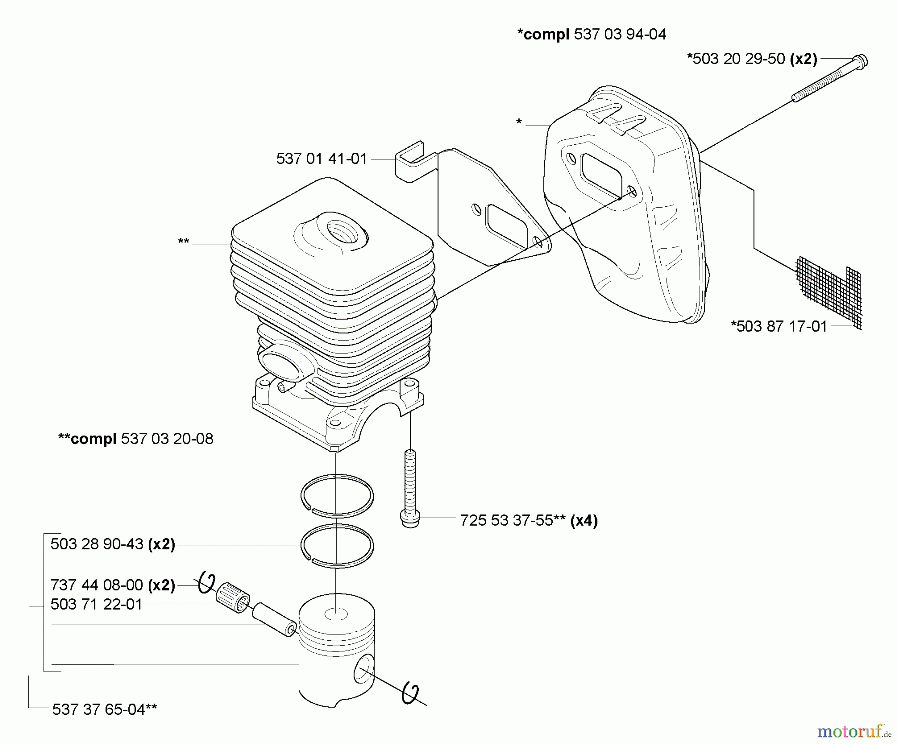 Husqvarna Zubehör HA 850 - Husqvarna Hedge Trimmer Attachment (2007-01 & After) Piston/ Cylinder